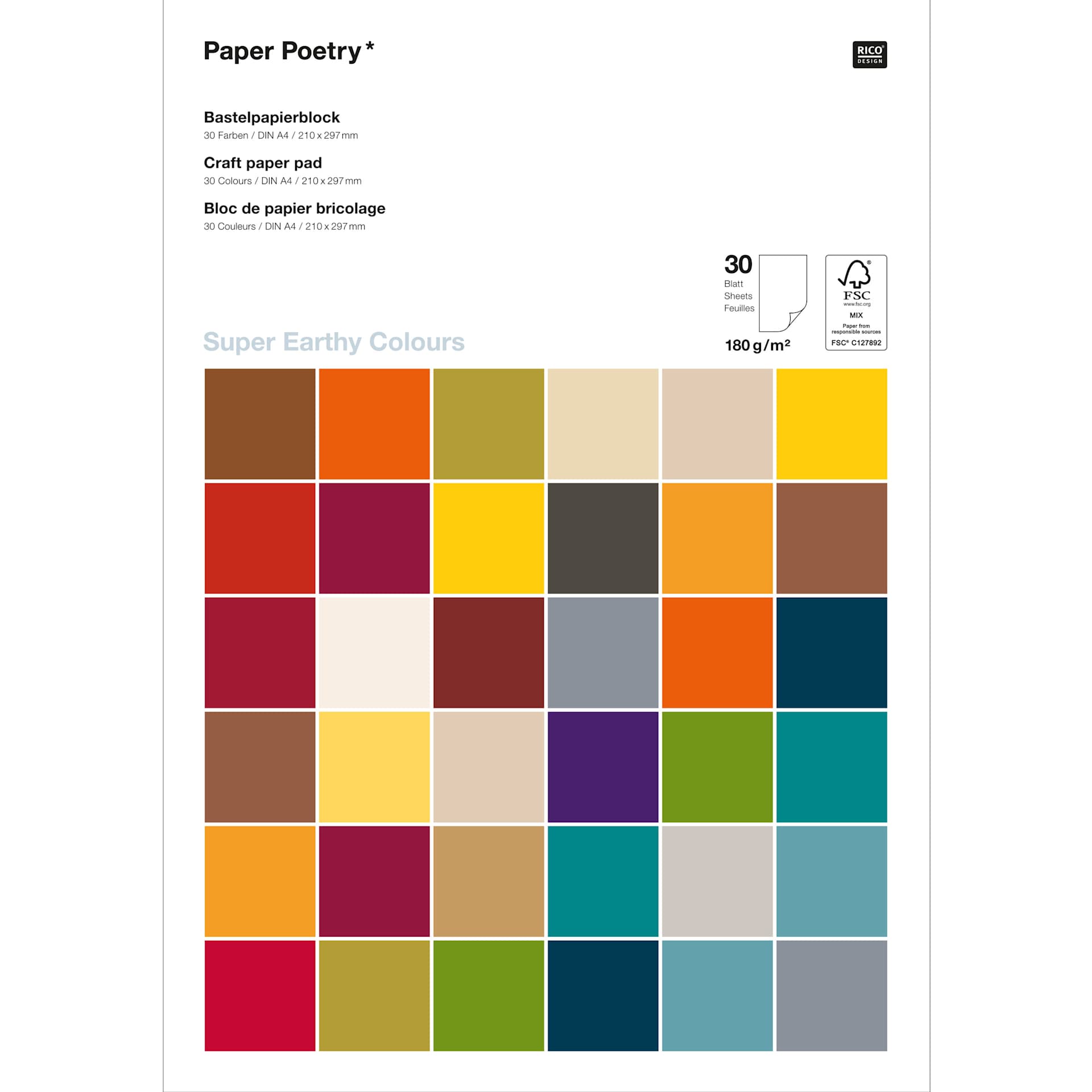 Rico Design Earthy Colors Pad - 160 gsm, 30 Sheets