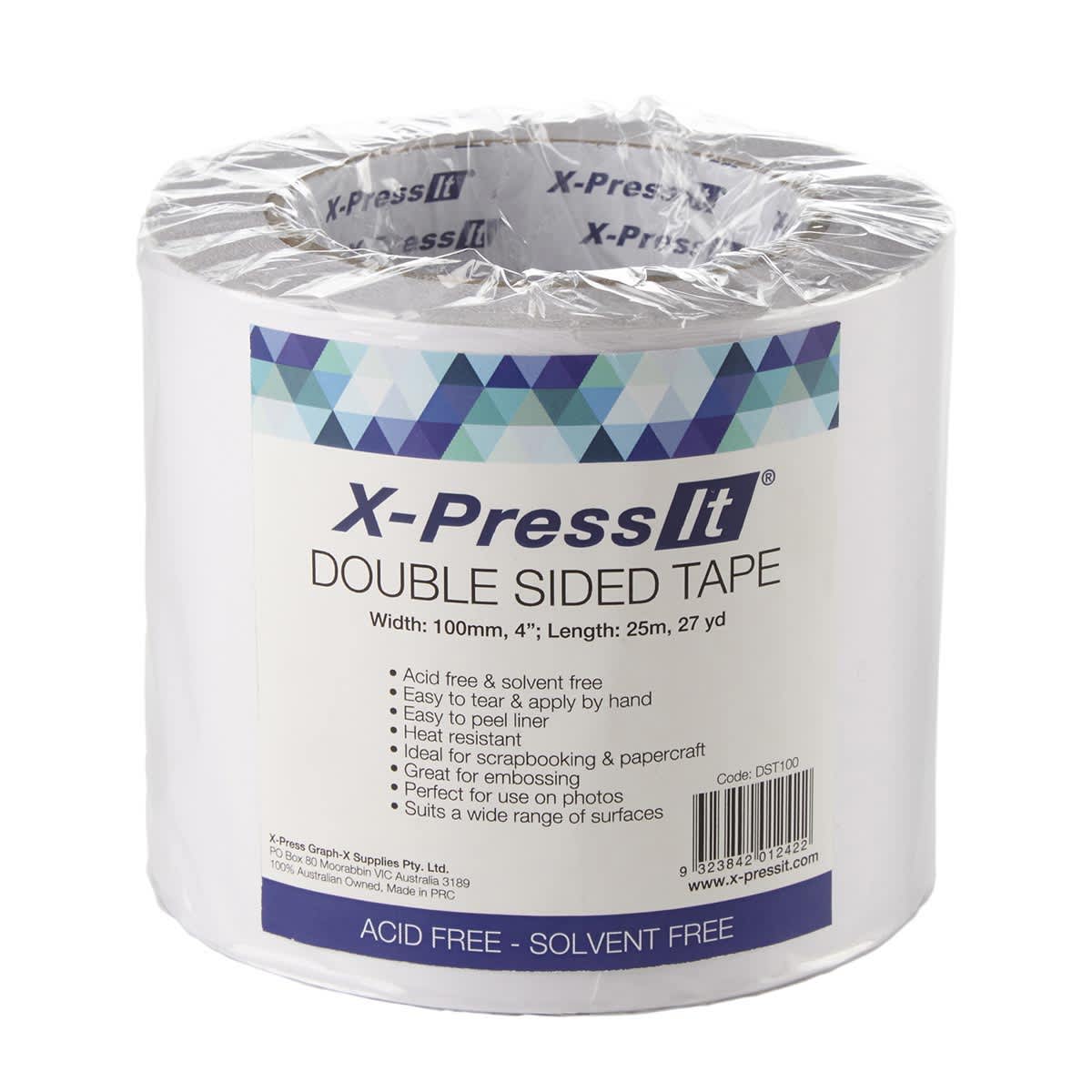 Double Sided Tissue Tape 4" x 27 yds. - Peggable - 3" Core
