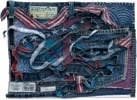 red white and blue jean 3d collage