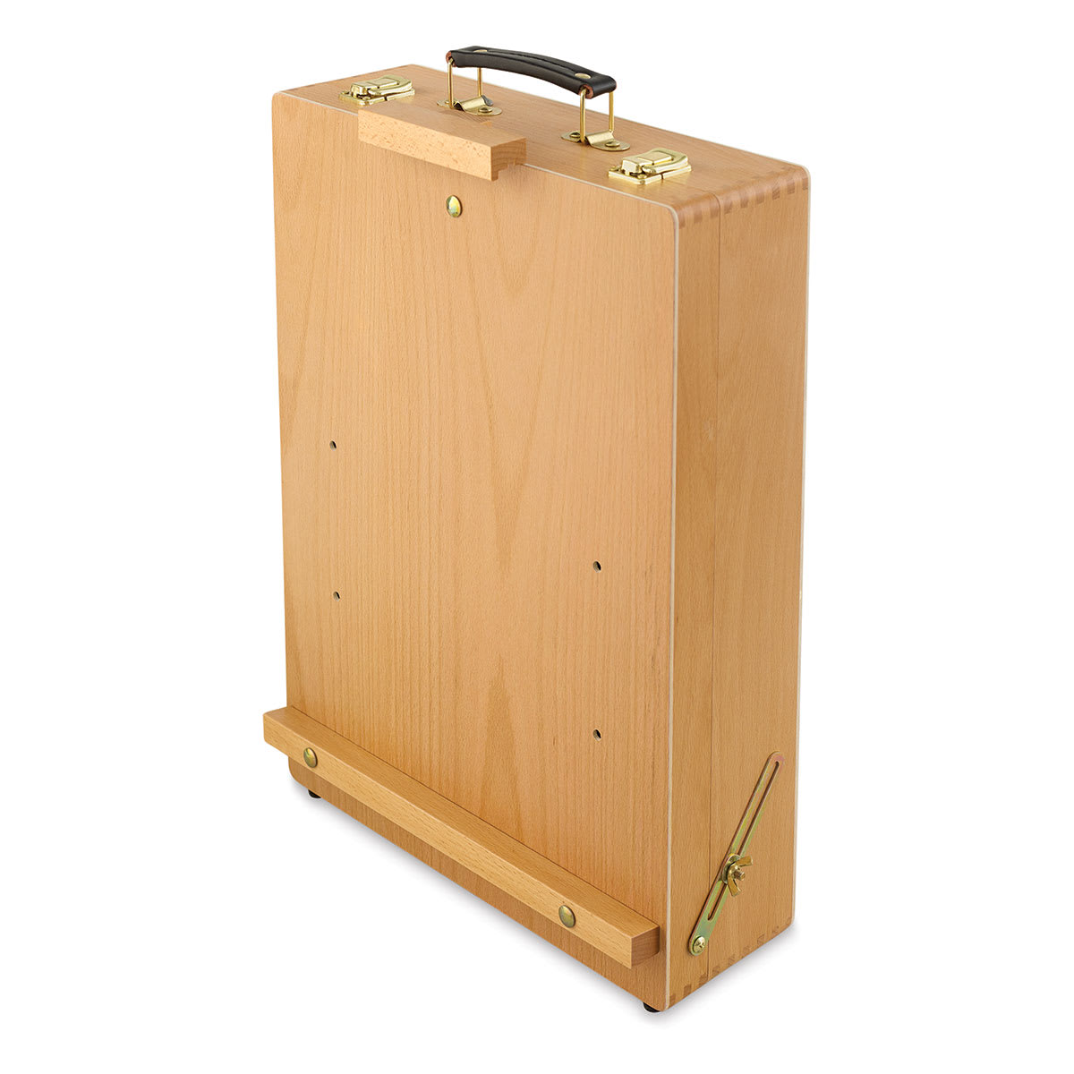 Blick Studio Sketch Box Easel - Natural Beechwood Easel folded and upright for transport