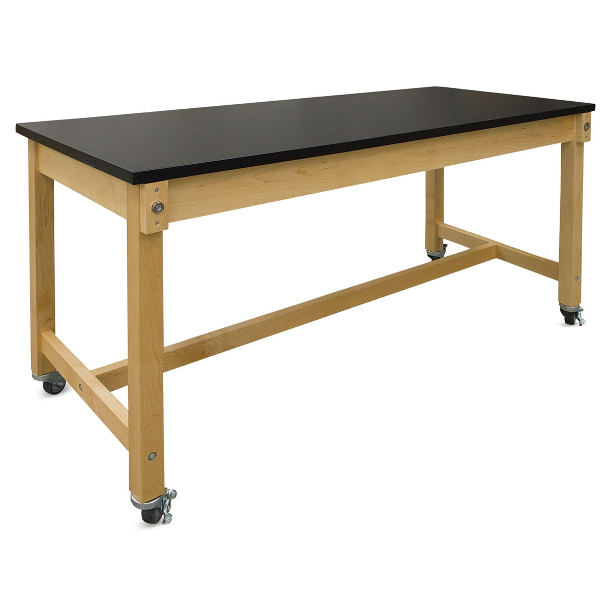 Hann Collaboration Table, Black High Pressure Laminate Top, 30" W x 72" L