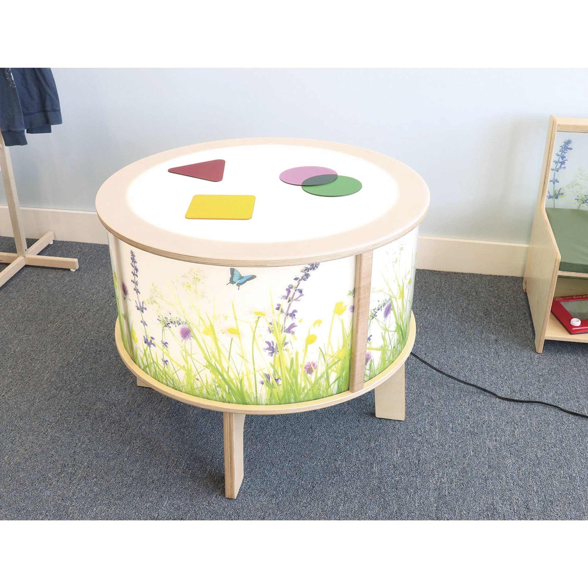 Whitney Brothers Nature View Radiant LED Light Table, with translucent shapes on top