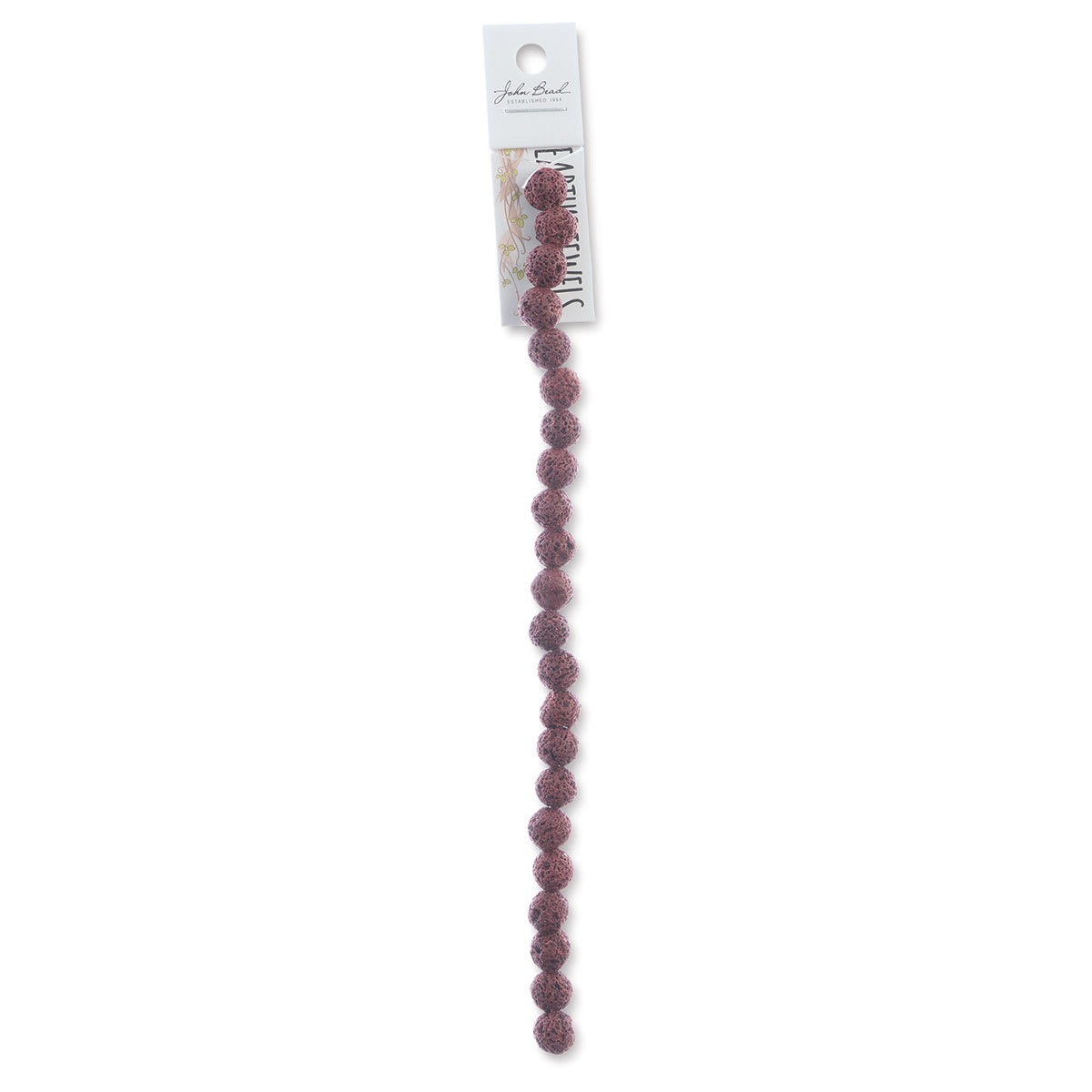 John Bead Earth's Jewels Lava Stone Bead Strand - Sedona Red, 8 mm, 8" Strand