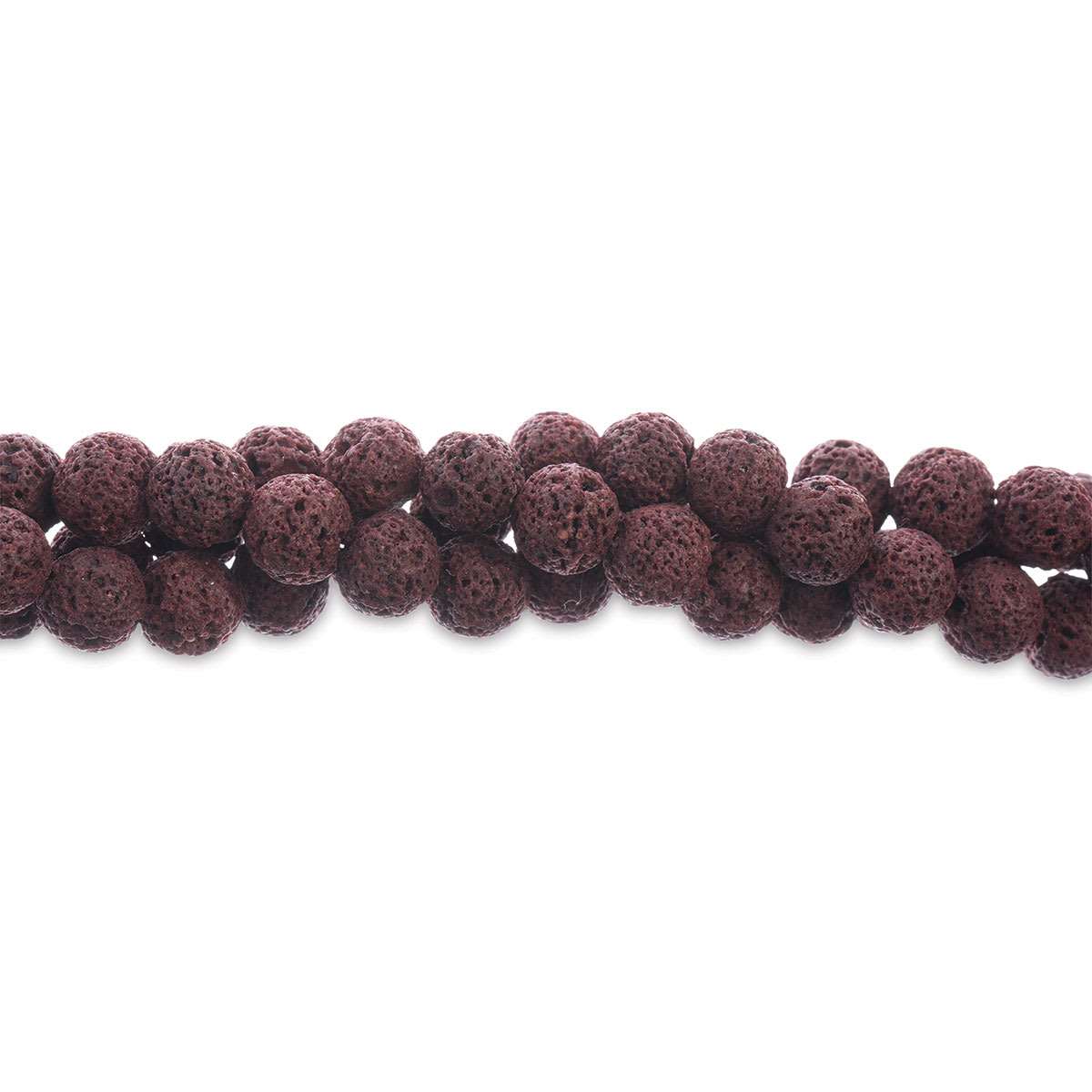 John Bead Earth's Jewels Lava Stone Bead Strand - Sedona Red, 8 mm, 8" Strand (Close-up of beads)