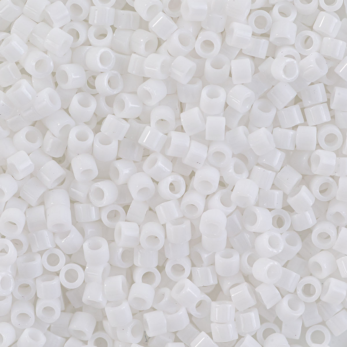John Bead Miyuki Delica Glass Beads - Chalk White, Glossy (Close-up of beads)