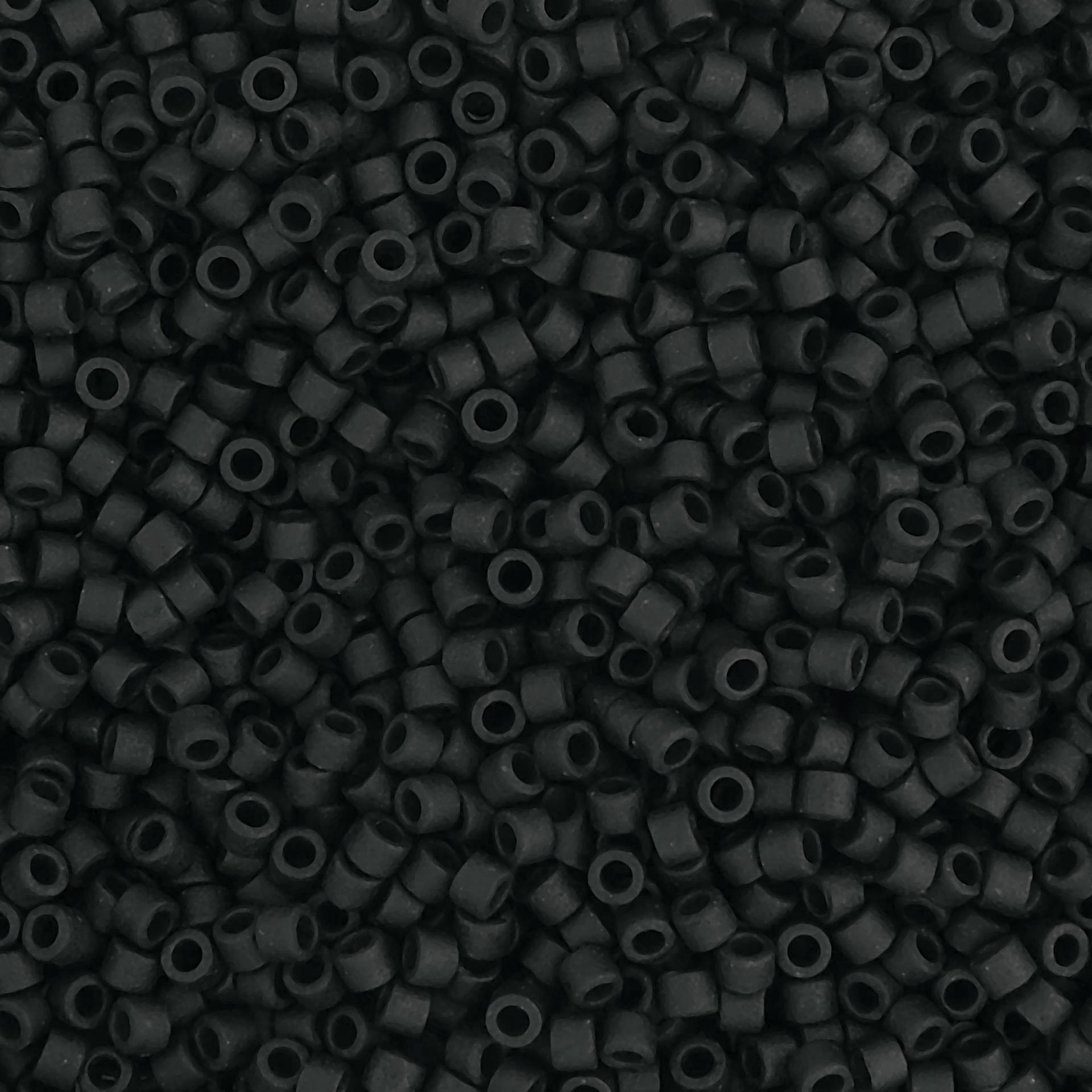 John Bead Miyuki Delica Glass Beads - Black, Matte, 11/0, 5.2 g (Close-up of beads)