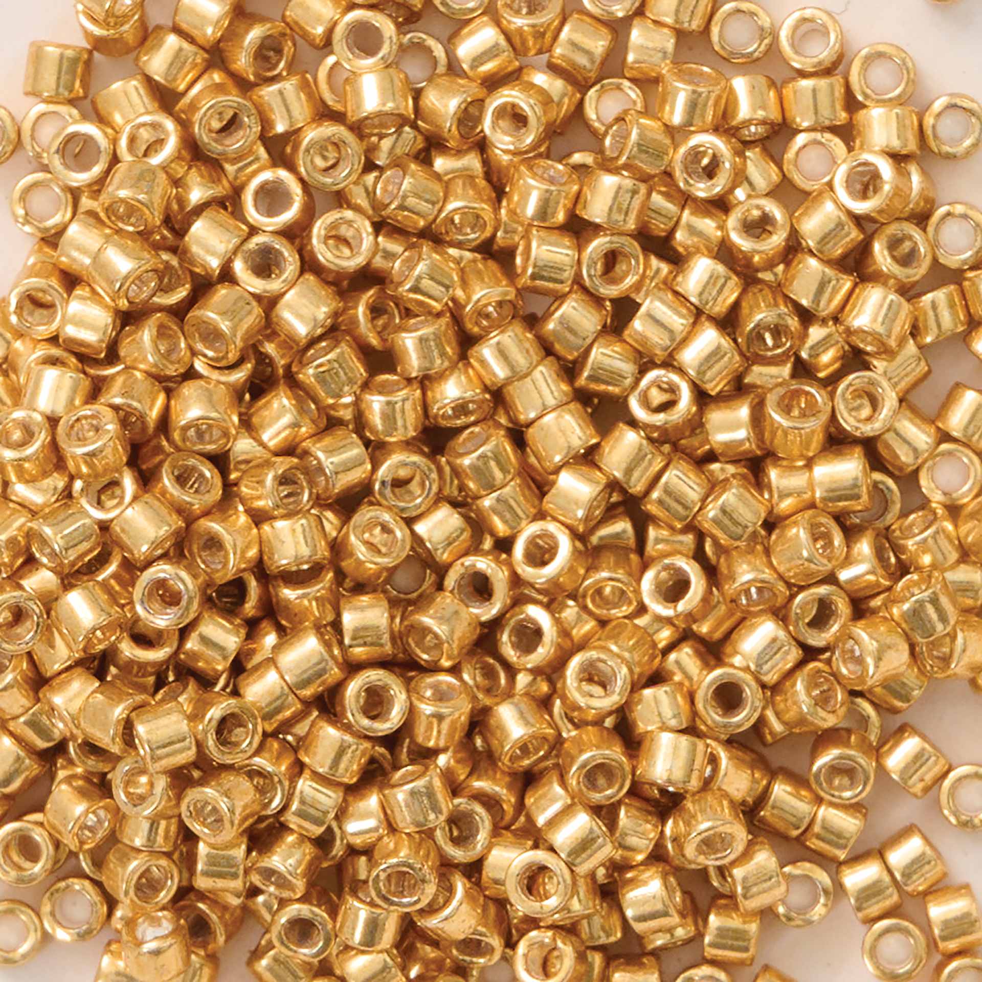 John Bead Miyuki Delica Glass Beads - Yellow Gold, Galvanized (Close-up of beads)