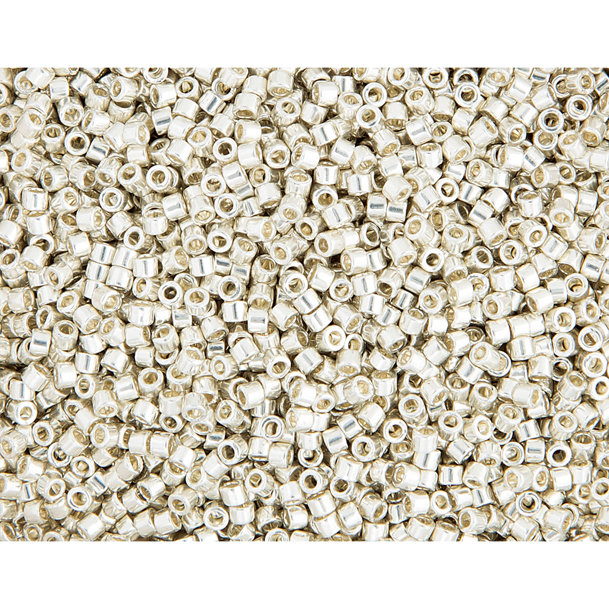 John Bead Miyuki Delica Glass Beads - Duracoat Silver, Galvanized (Close-up of beads)