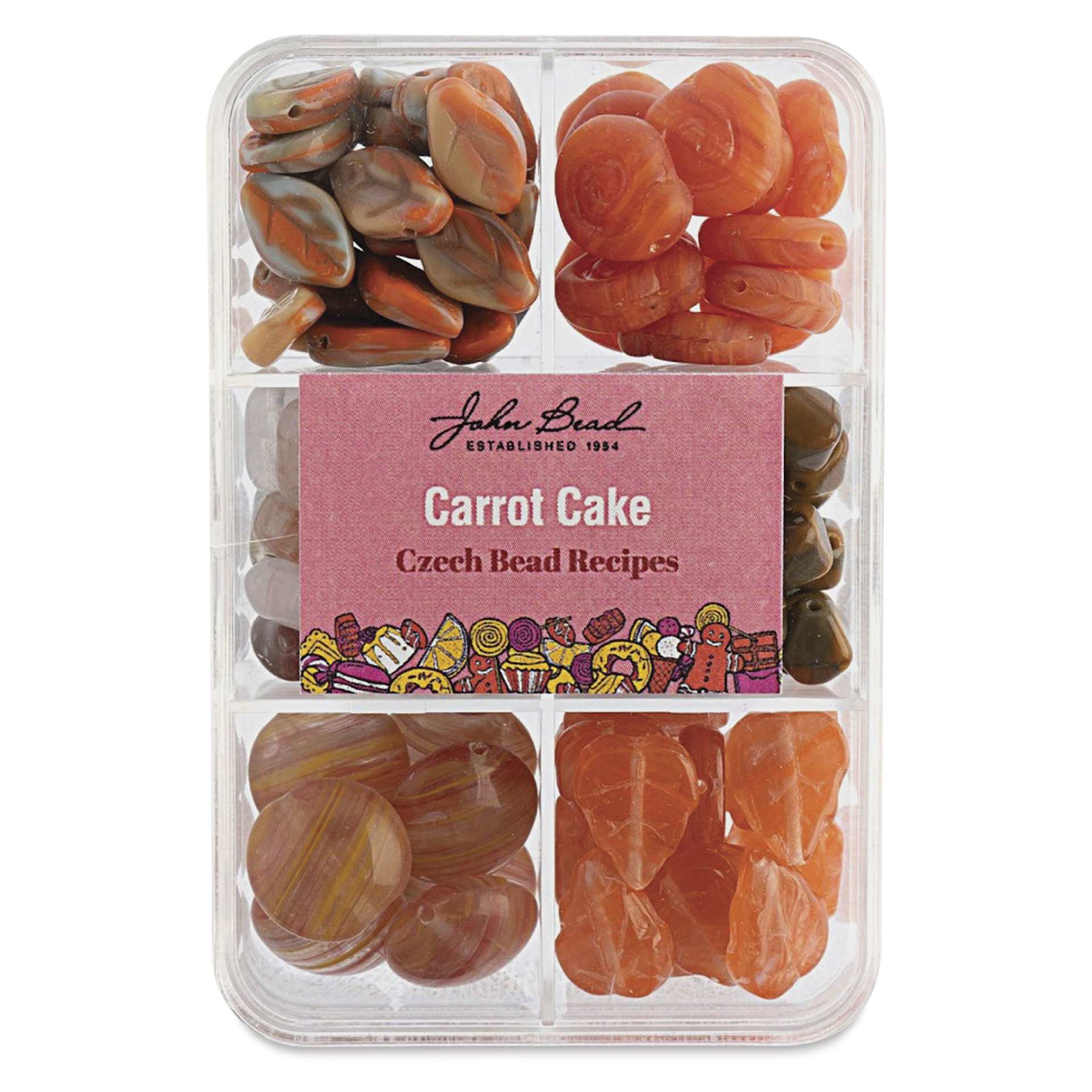 John Bead Czech Glass Bead Recipe Box - Carrot Cake - front