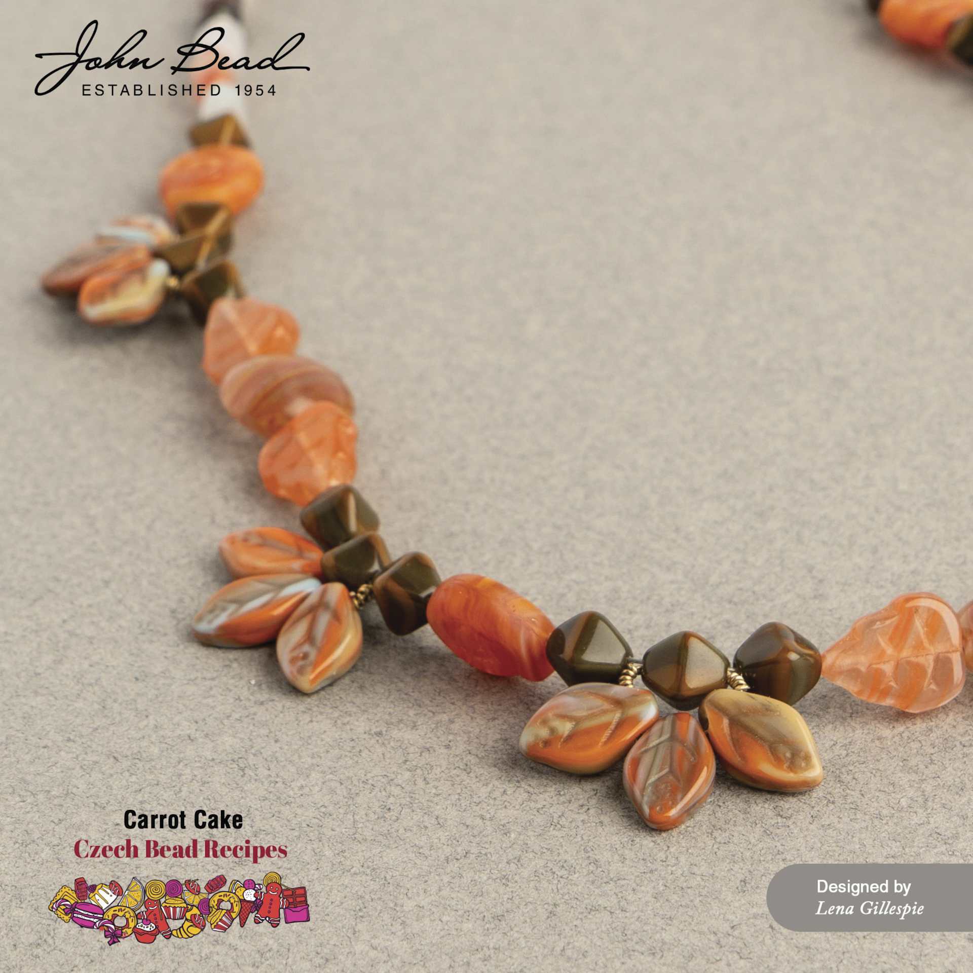John Bead Czech Glass Bead Recipe Box - Carrot Cake - finished necklace example by Lena Gillespie