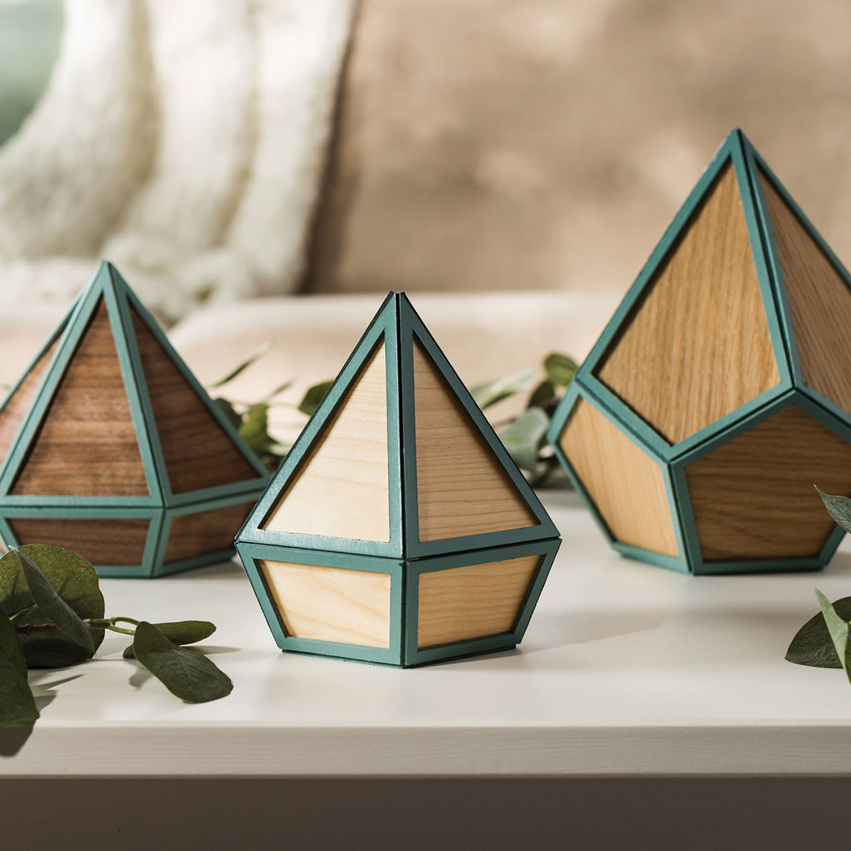 Cricut Wood Veneer - Completed Accent Boxes made with Veneer Sheets