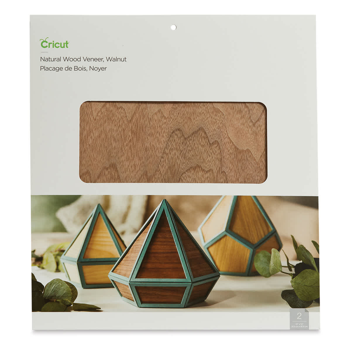 Cricut Wood Veneer - Walnut, Pkg of 2, 12" x 12" - front of packaging