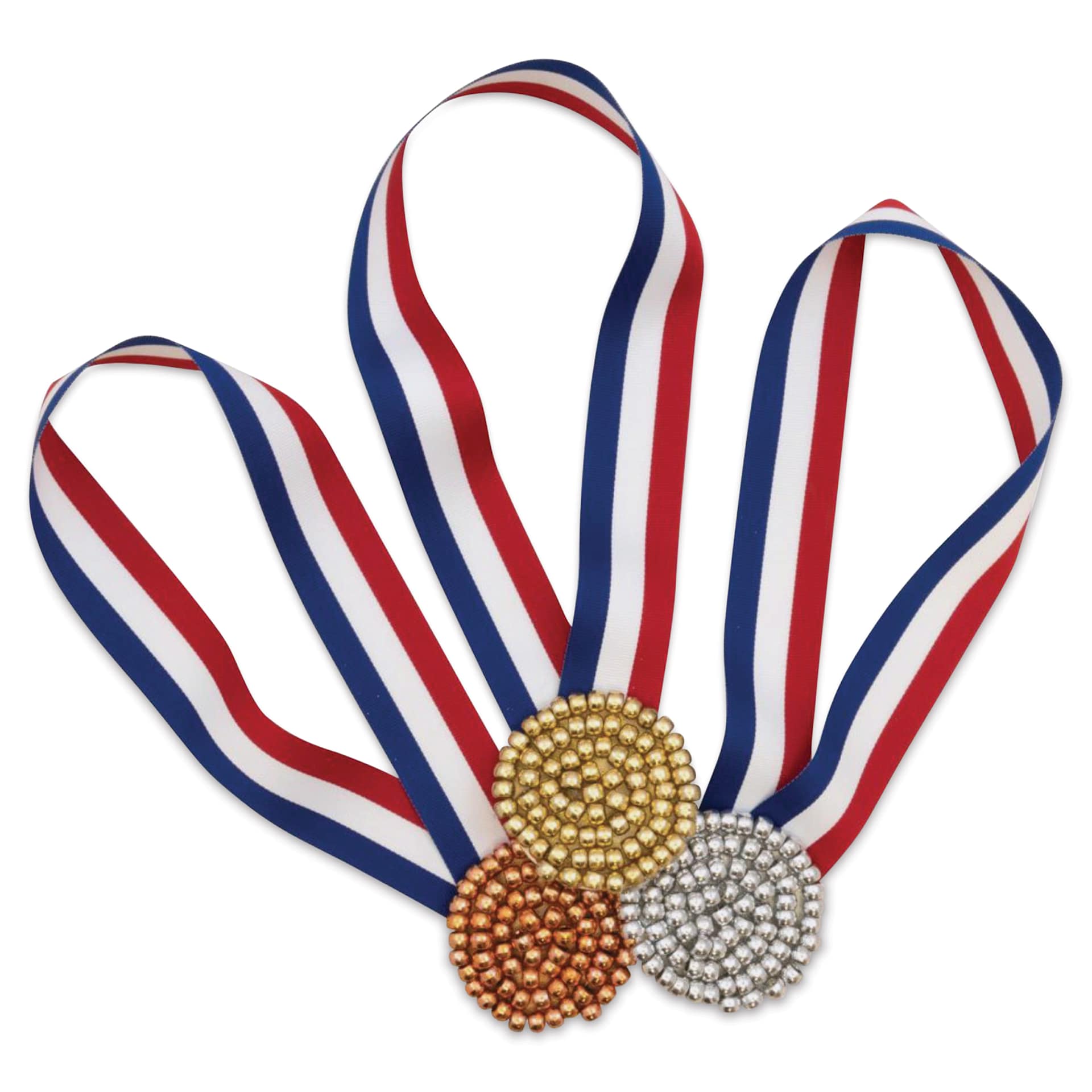Creativity Street Plastic Pony Beads - Gold, Silver & Copper - finished medal examples