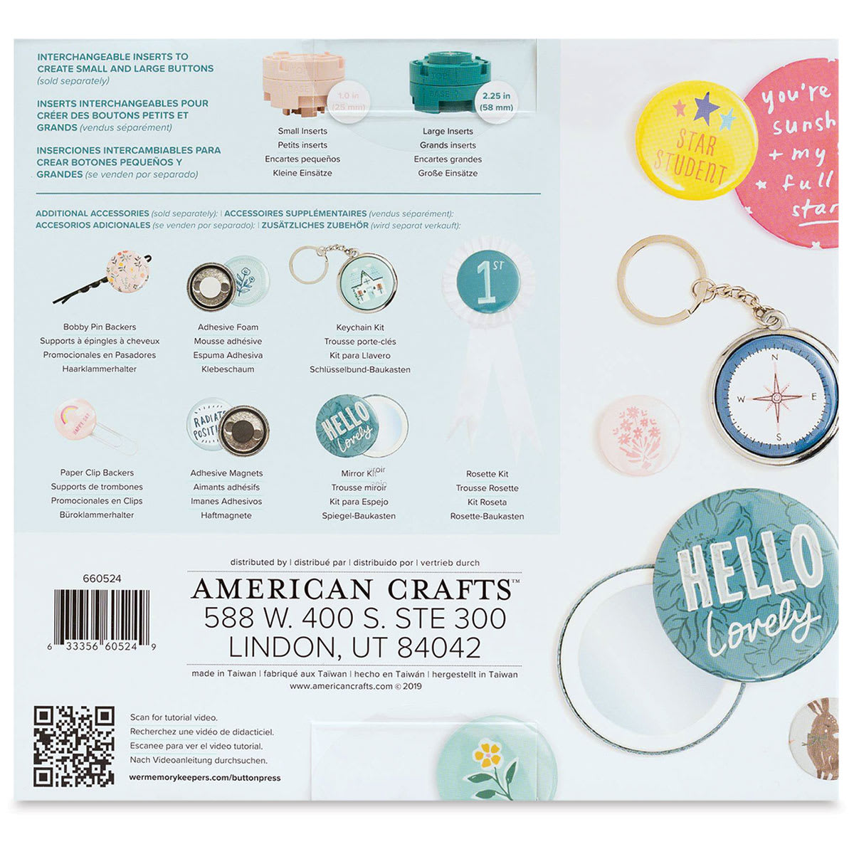 We R Memory Keepers Button Press Kit - back of packaging