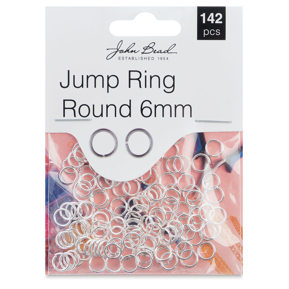 John Bead Must Have Findings Round Jump Rings - Package of 142, Silver, 6 mm (In packaging)