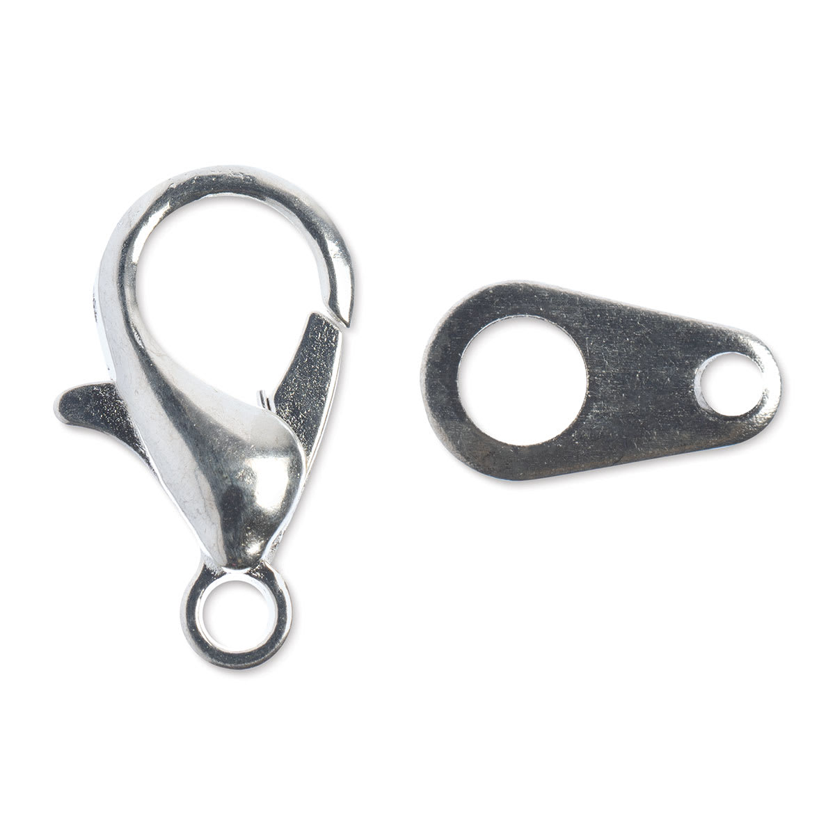 John Bead Must Have Findings Lobster Clasps - Pkg of 10, Silver, 12 mm (Close-up of lobster clasp)