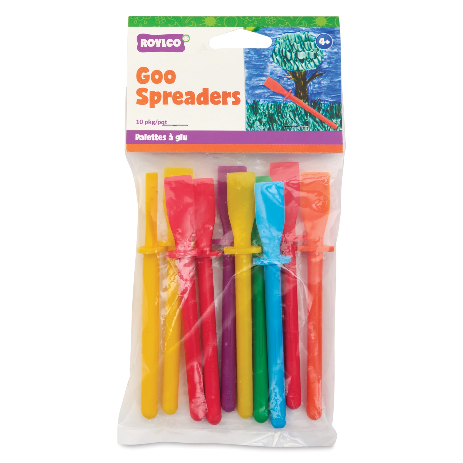 Roylco Goo Spreaders - 4-3/4", Assorted Colors, Pkg of 10 - front of packaging