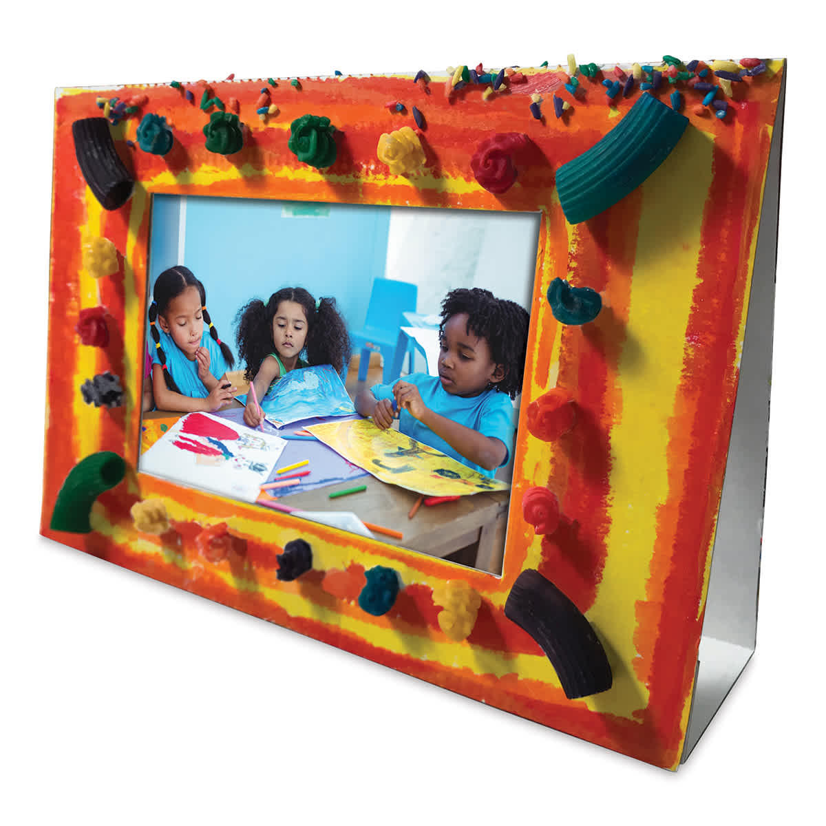 Roylco Stand-Up Picture Frames - Painted and decorated with macaroni