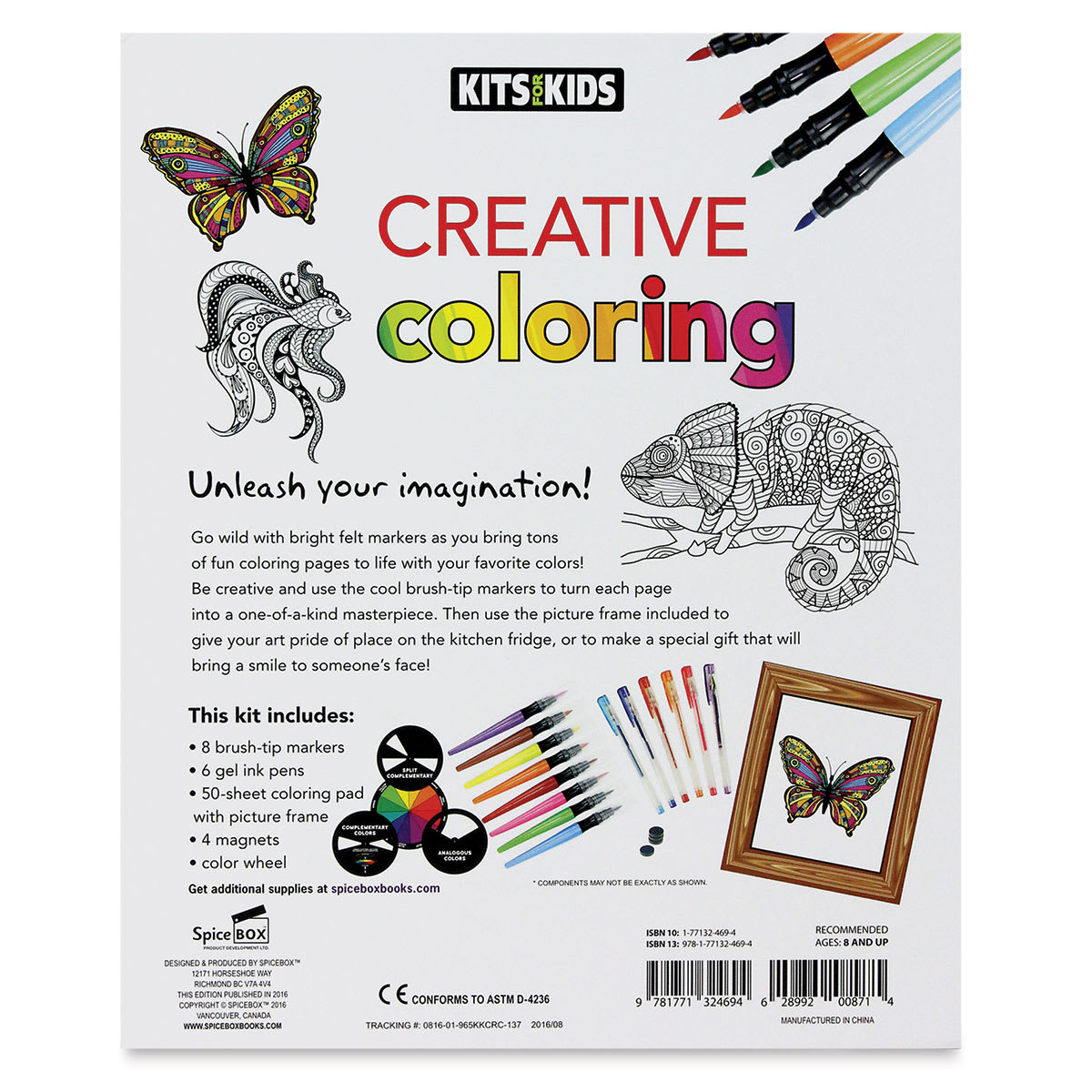 SpiceBox Creative Coloring Kit - Back of package