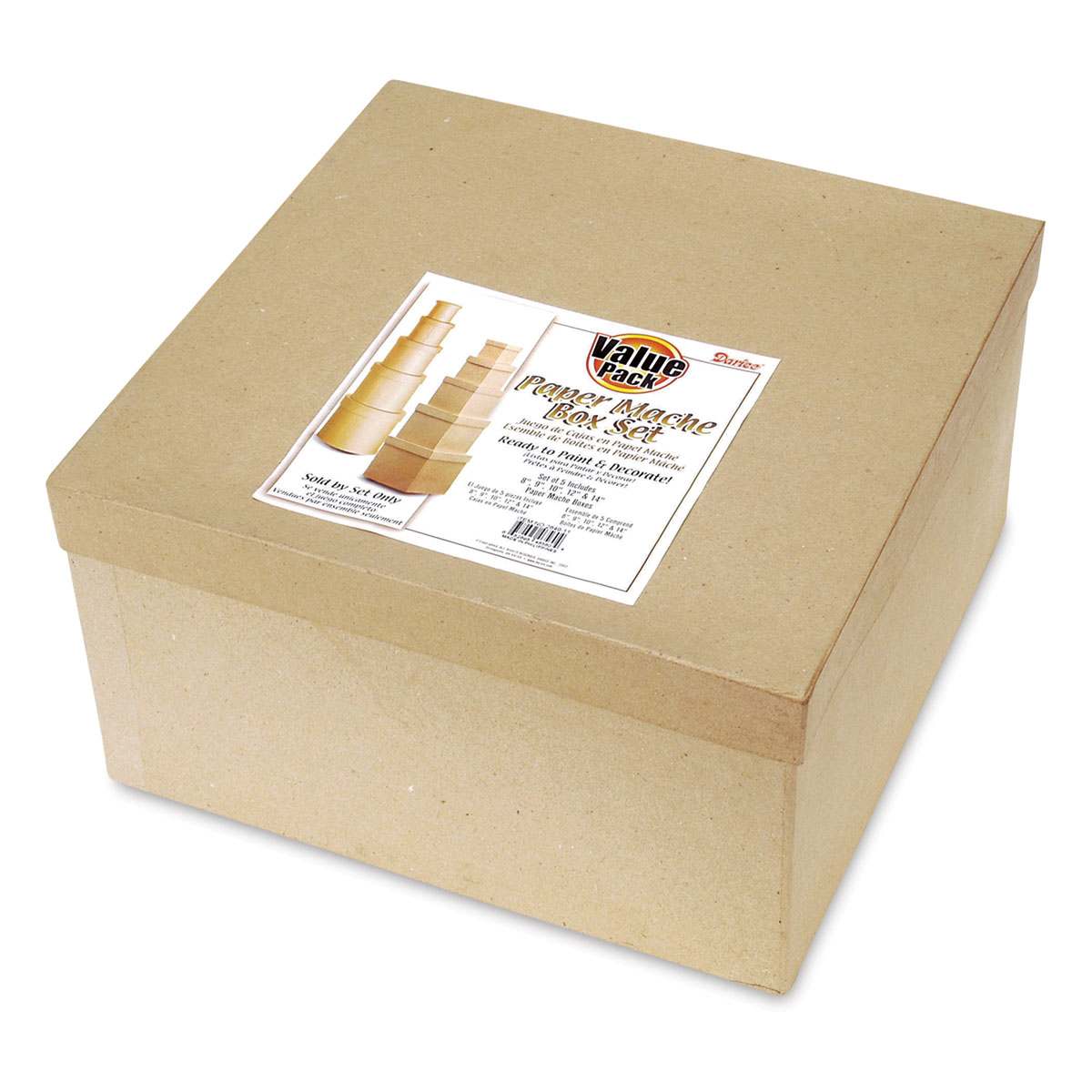 Darice Paper Mache Nesting Boxes - Square, Set of 5