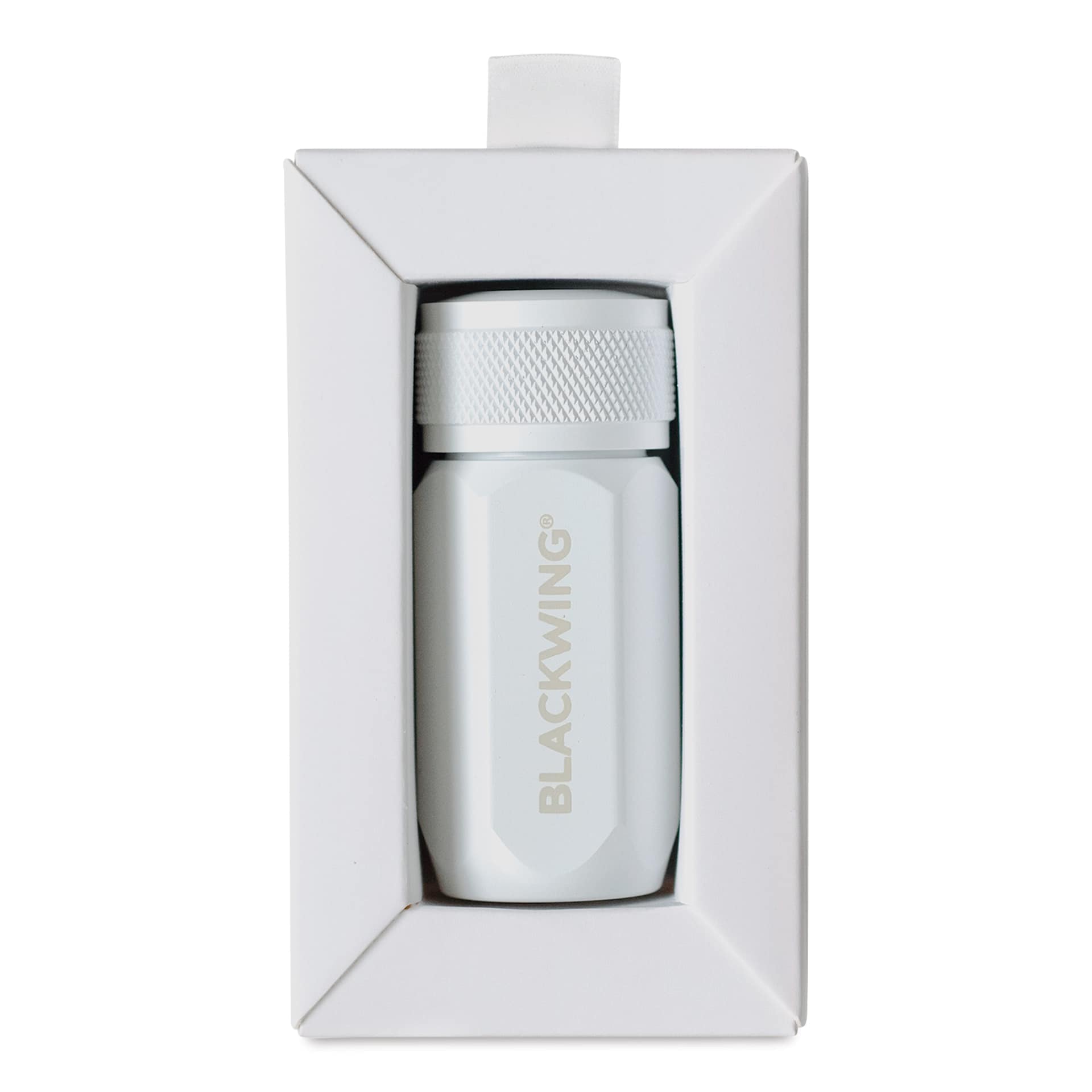 Blackwing One-Step Long Point Sharpener - White, inside of the packaging