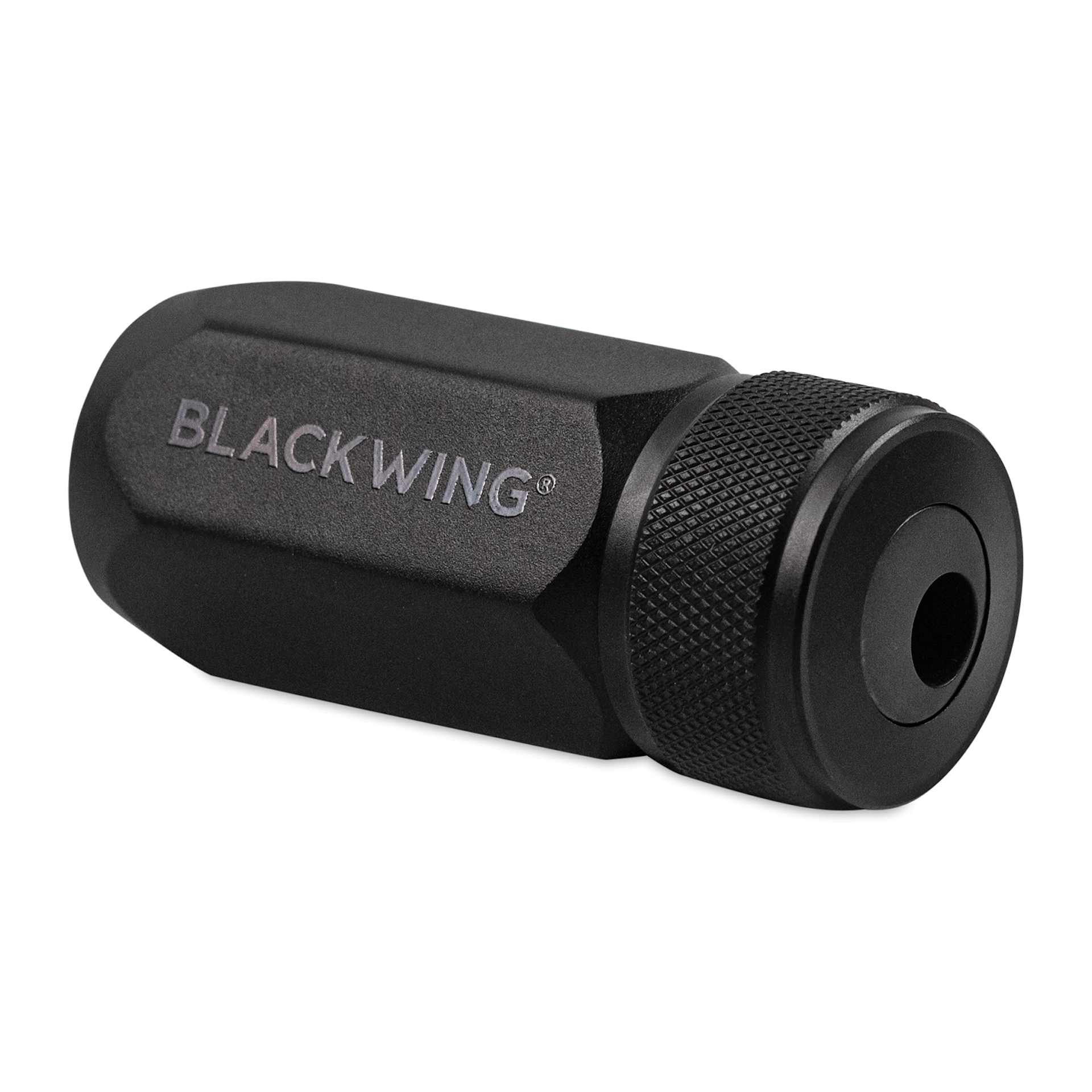 Blackwing One-Step Long Point Sharpener - Black, laying on it's side