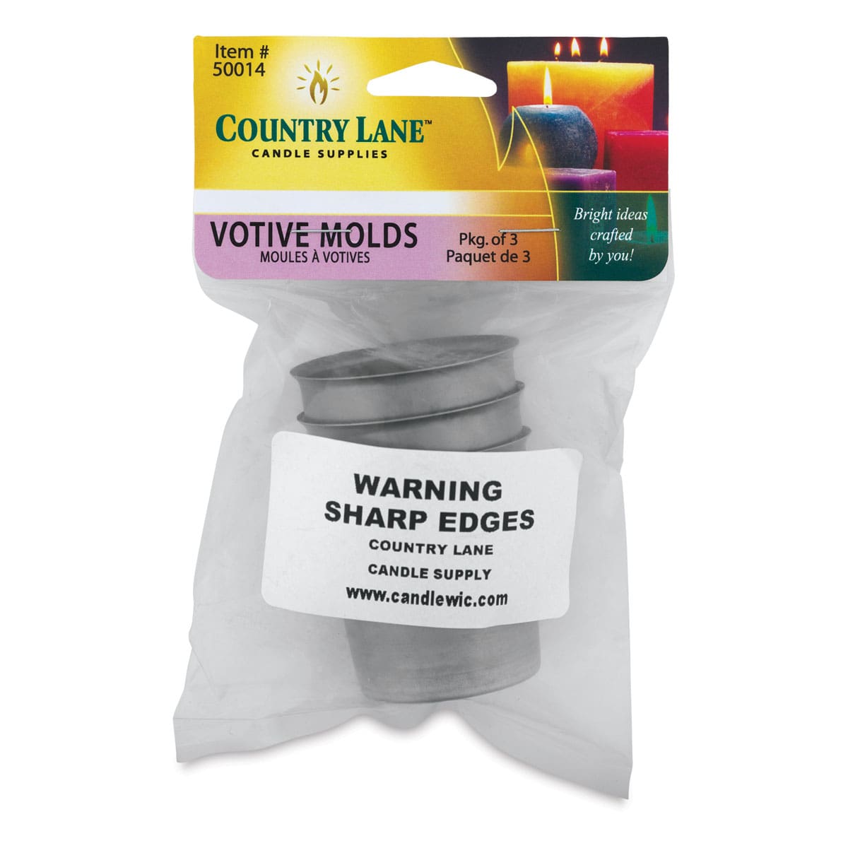 Country Lane Candle Molds - Front of package of Set of 3 Votive Molds