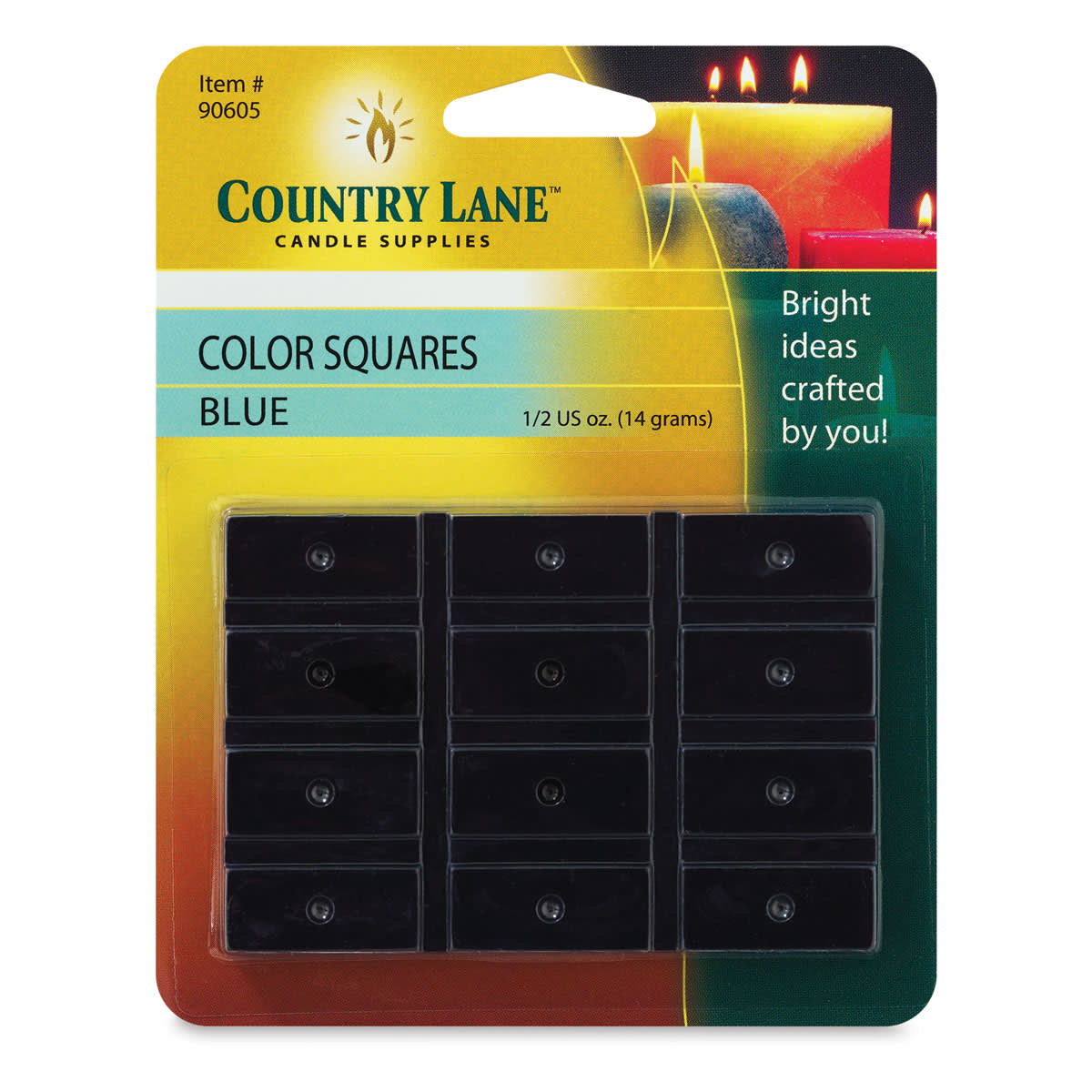 Country Lane Candle Dye - Front of blister package of Blue Dye Block