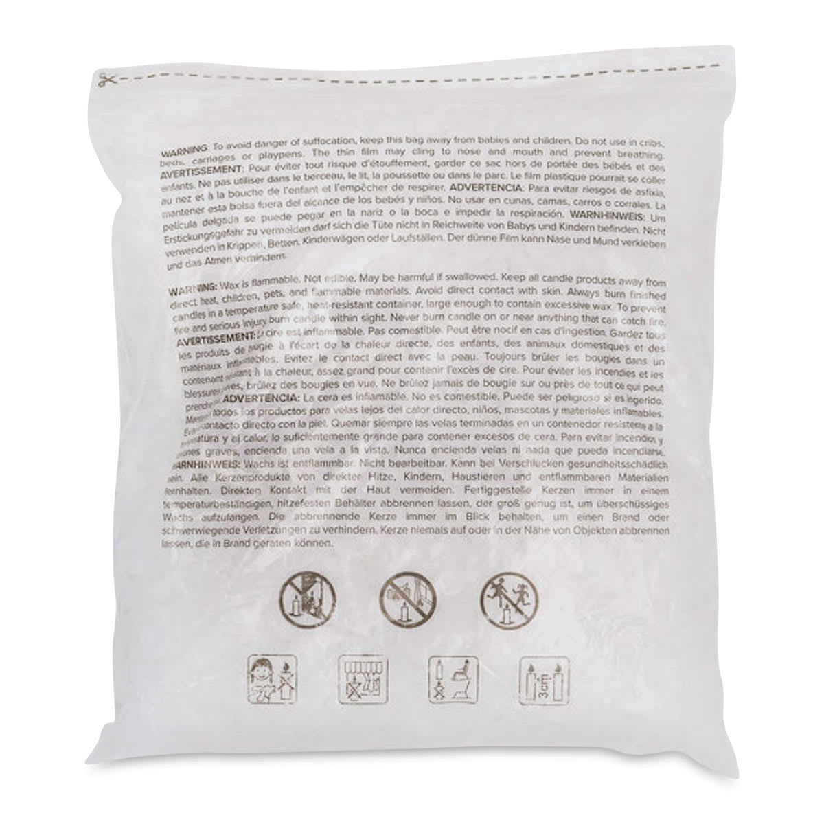 We R Memory Keepers Wick Candle Making Wax - Granulated Wax, 3 lb (Back of packaging)