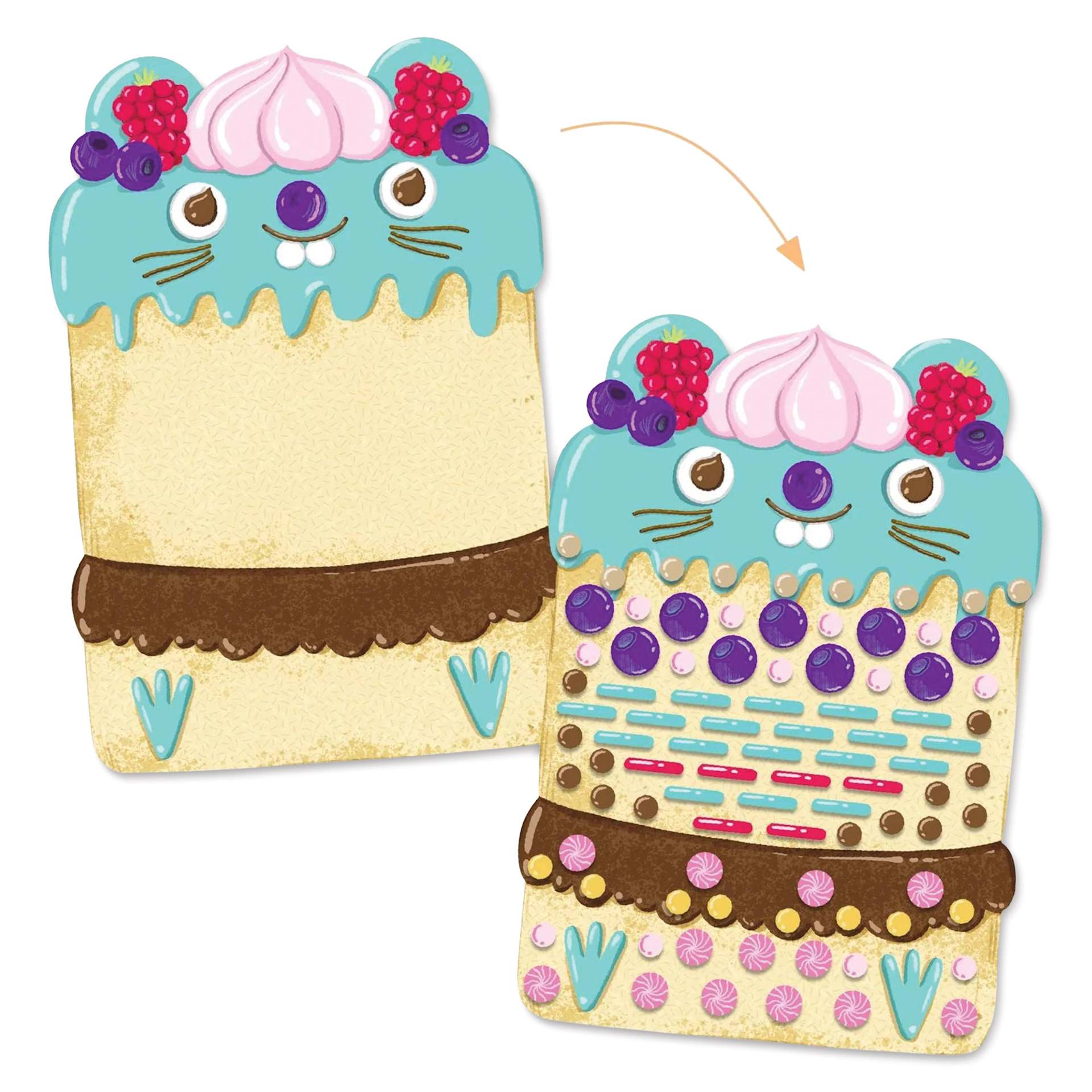 Djeco Mosaics Kit - Cakes & Sweets - undecorated and decorated weasel cake
