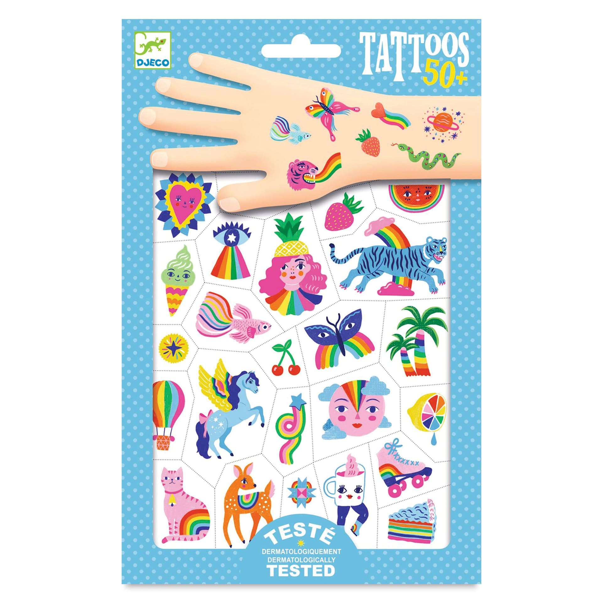 Djeco Temporary Tattoos - Rainbow front of packaging