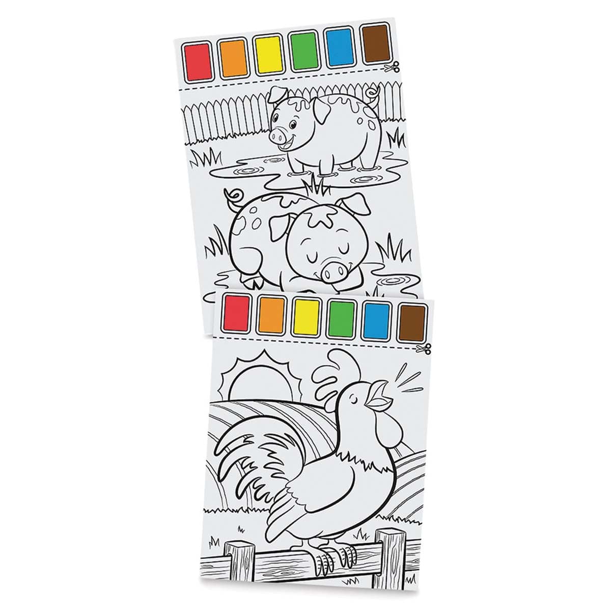 Melissa & Doug Paint with Water Activity Book - Farm Animals (Pigs and Rooster painting pages)