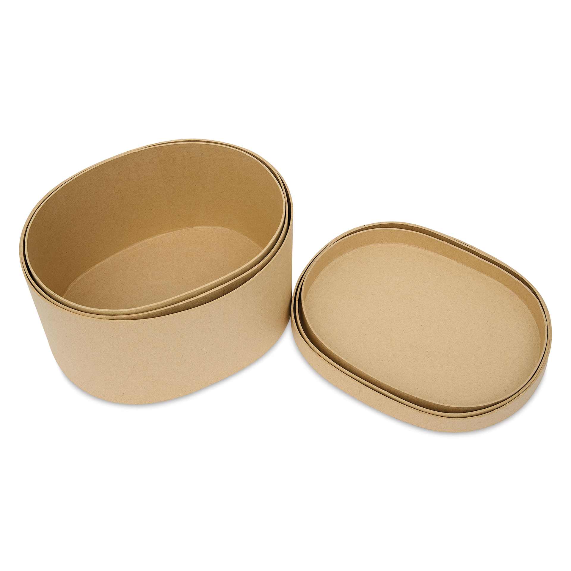 DecoPatch Paper Mache Boxes - Ovals, Set of 3, one box with lid off