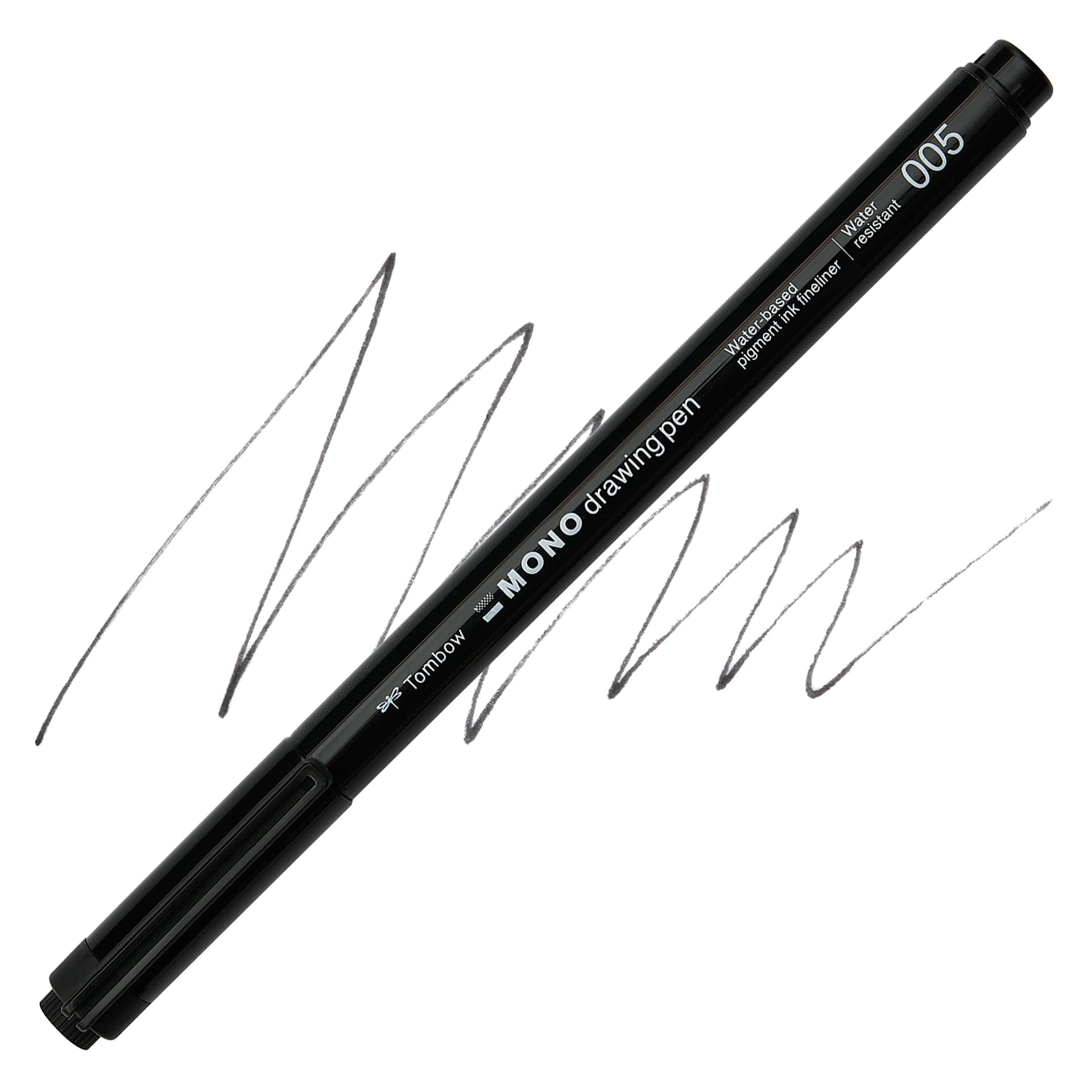 Tombow Mono Drawing Pen - Black, 005, swatch and pen
