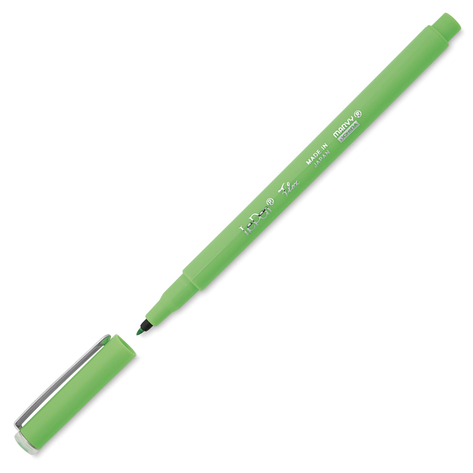 Marvy Uchida LePen Flex Marker - Fluorescent Green, cap and marker