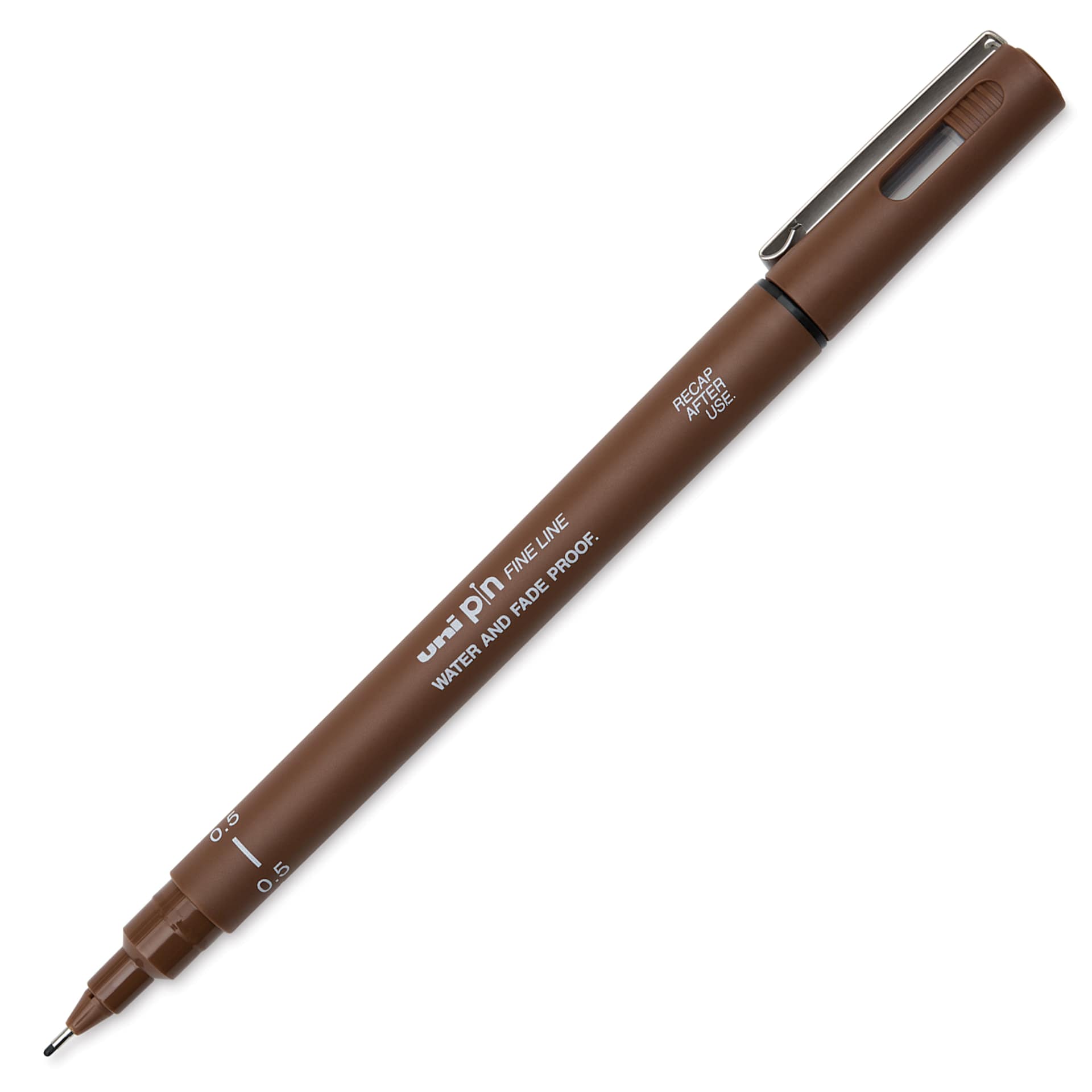 Uni Pin Fine Liner Pen - 0.5 mm, Sepia, cap off