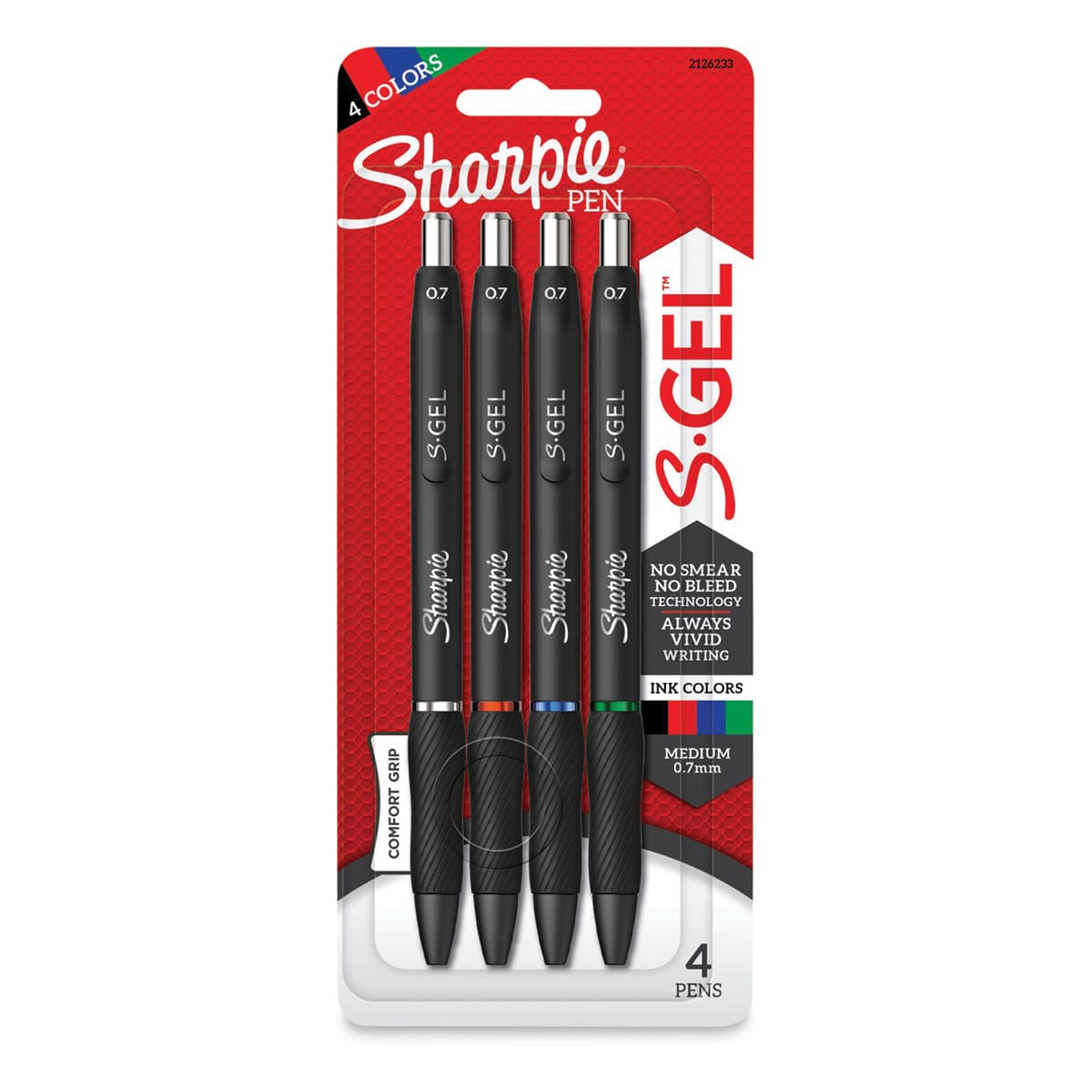 Sharpie S-Gel Pens - Assorted Colors, Set of 4, 0.7 mm, front of the packaging Sharpie S-Gel Pens - Assorted Colors, Set of 4, 0.7 mm, front of the packaging