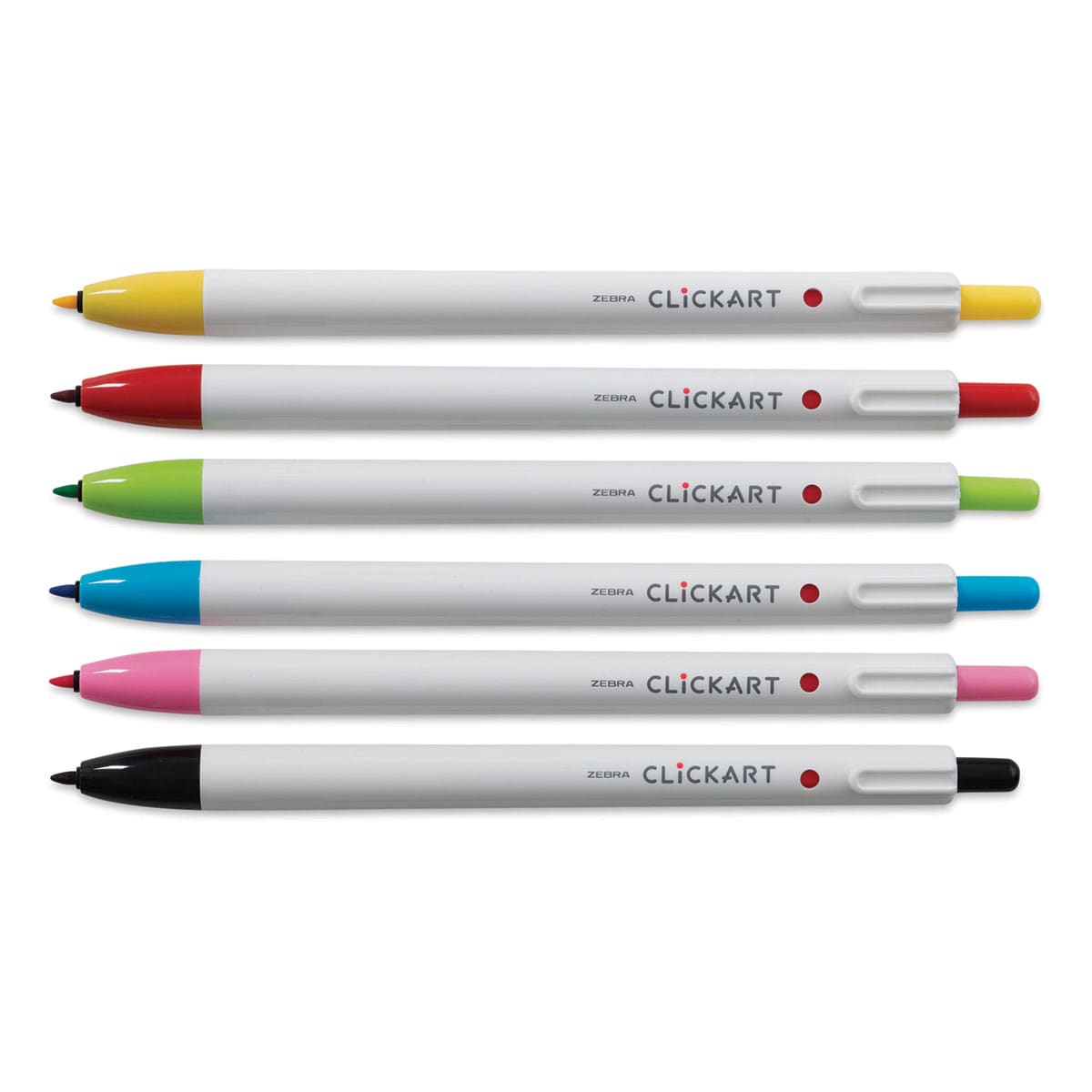 Zebra ClickArt Retractable Markers - Set of 6 (set contents)