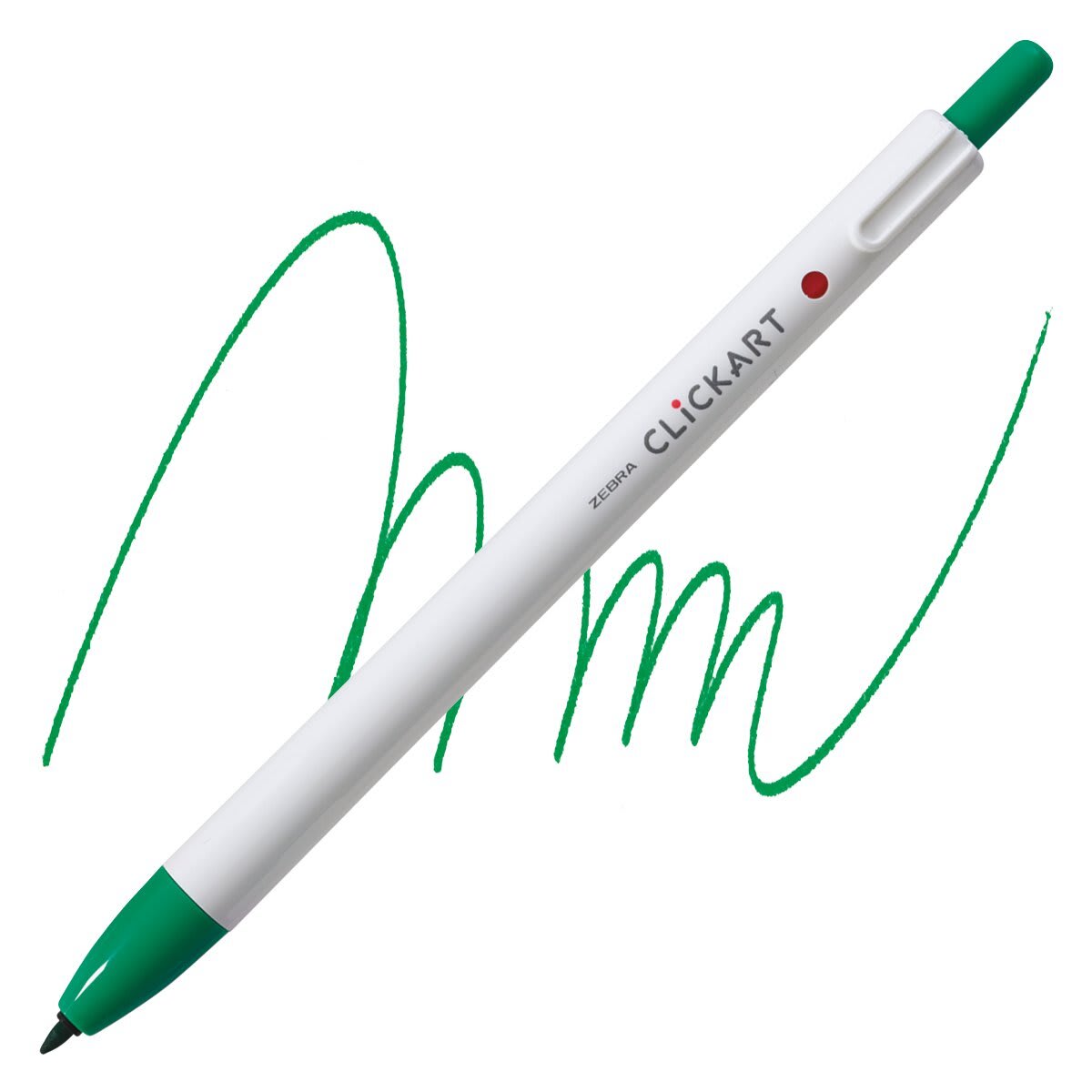 Zebra ClickArt Retractable Marker - Green marker and swatch