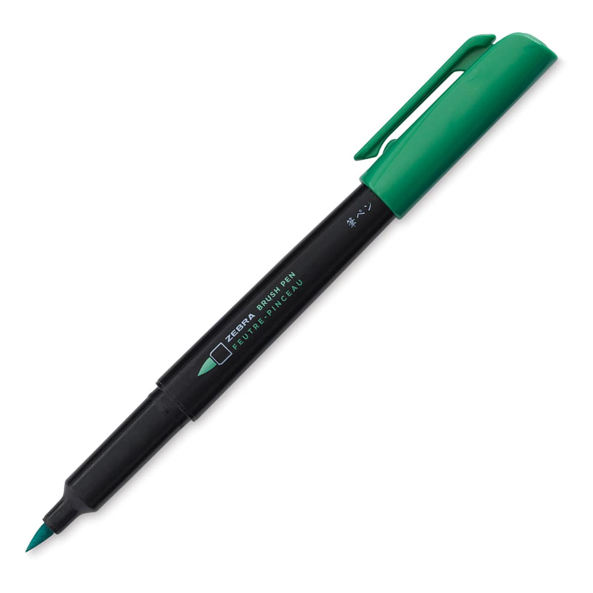 Zebra Metallic Brush Pen - Green - with cap off