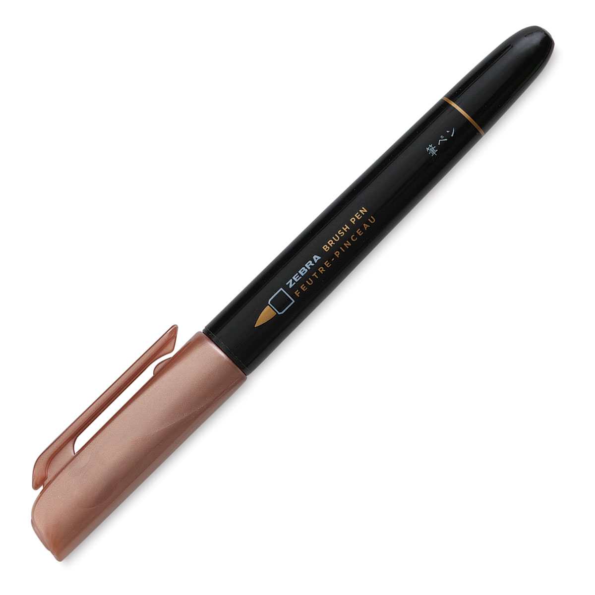 Zebra Metallic Brush Pen - Bronze - with cap on