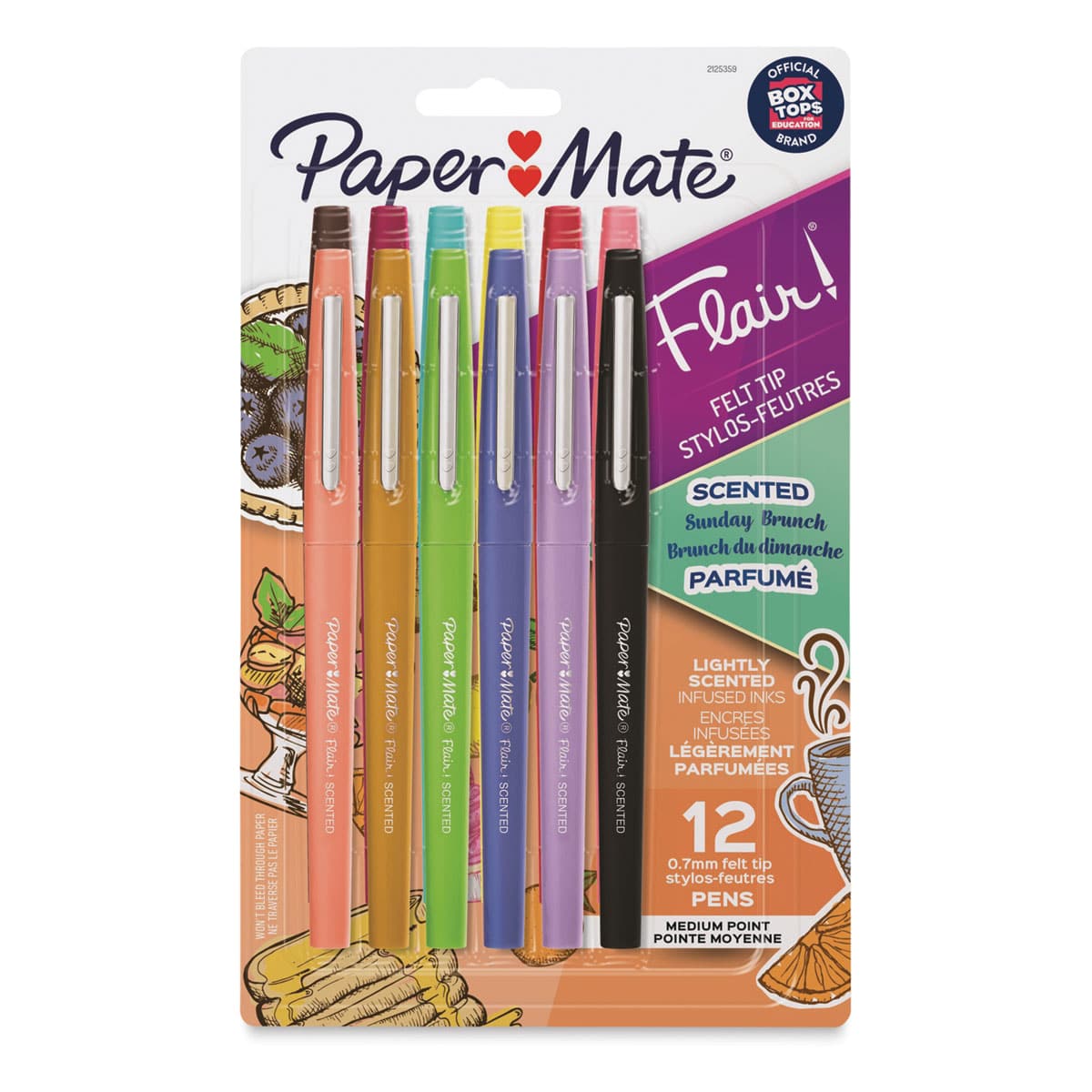 Paper Mate Flair Scented Pens - Sunday Brunch, Set of 12, front of the packaging