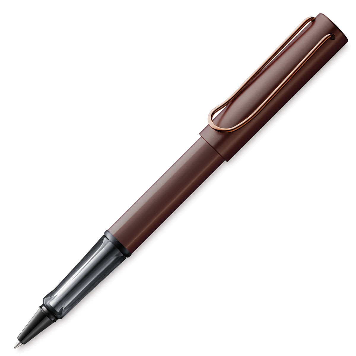 Lamy Lx Rollerball Pen - Marron Pen uncapped at angle Lamy Lx Rollerball Pen - Marron Pen uncapped at angle