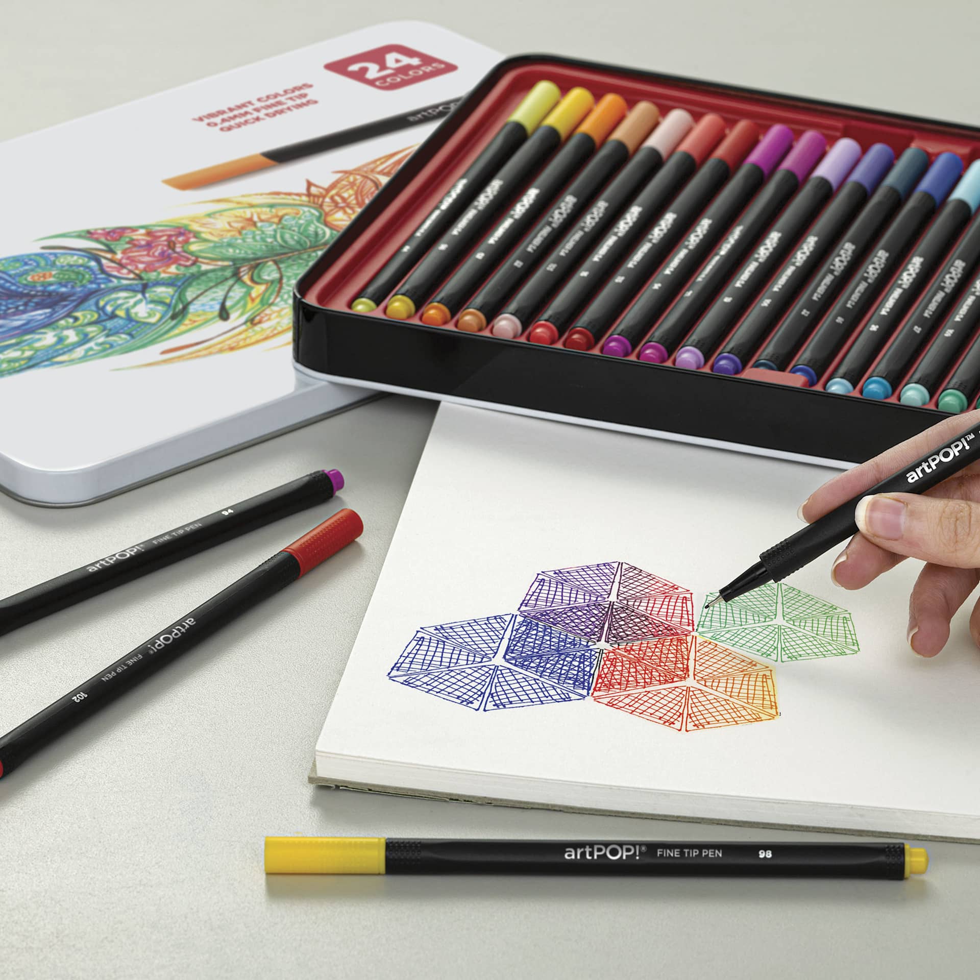 artPOP! Fine Tip Pens - Set of 24, geometric drawing with fine tip pens