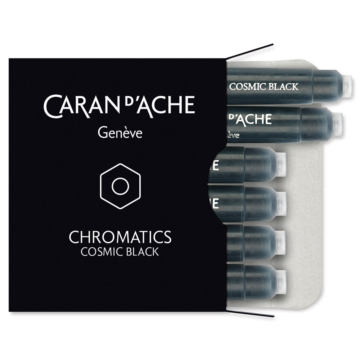 Caran d'Ache Chromatics Fountain Pen Ink Cartridges - Cosmic Black, Pkg of 6