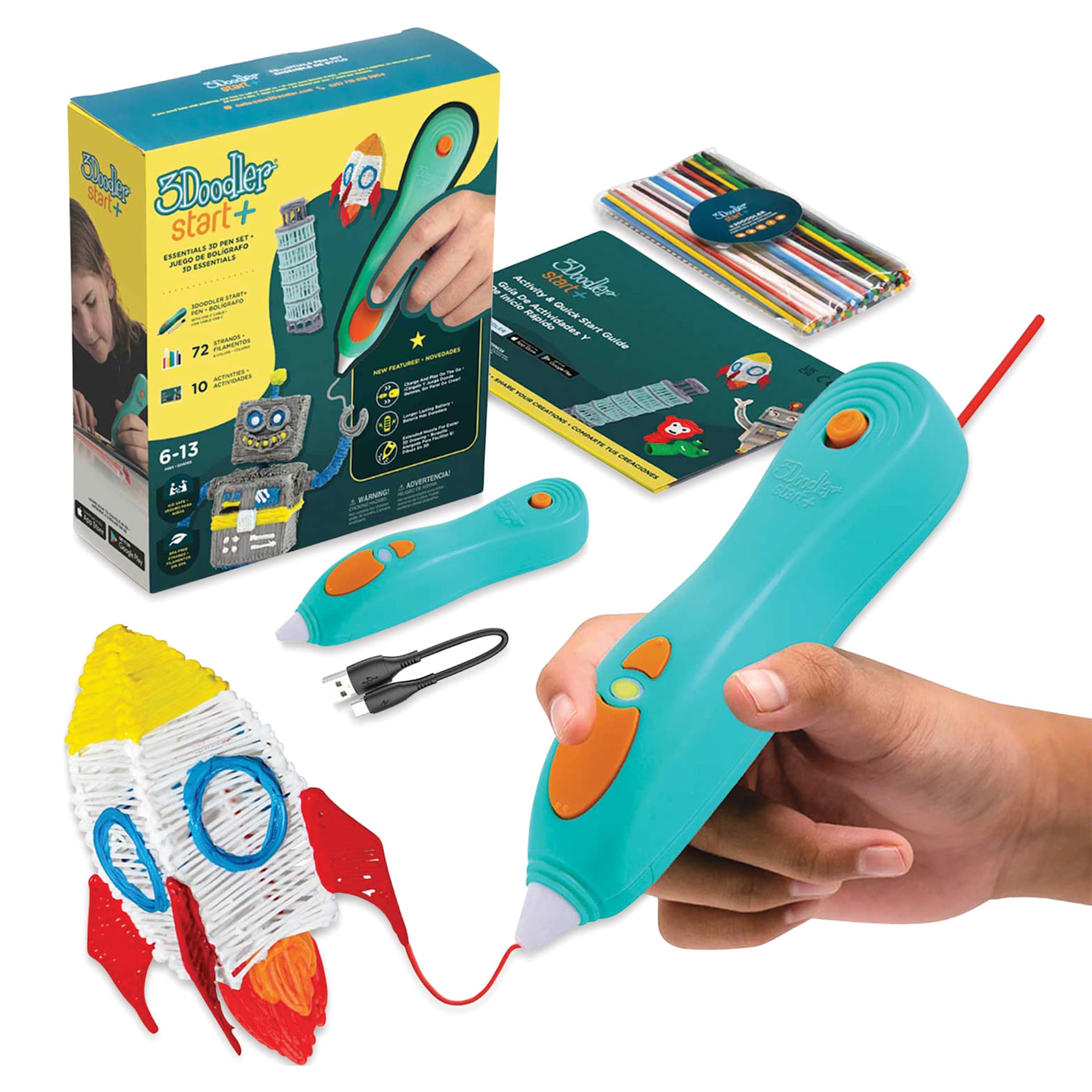 3Doodler Start+ Essential Pen Set finished rocket with set contents