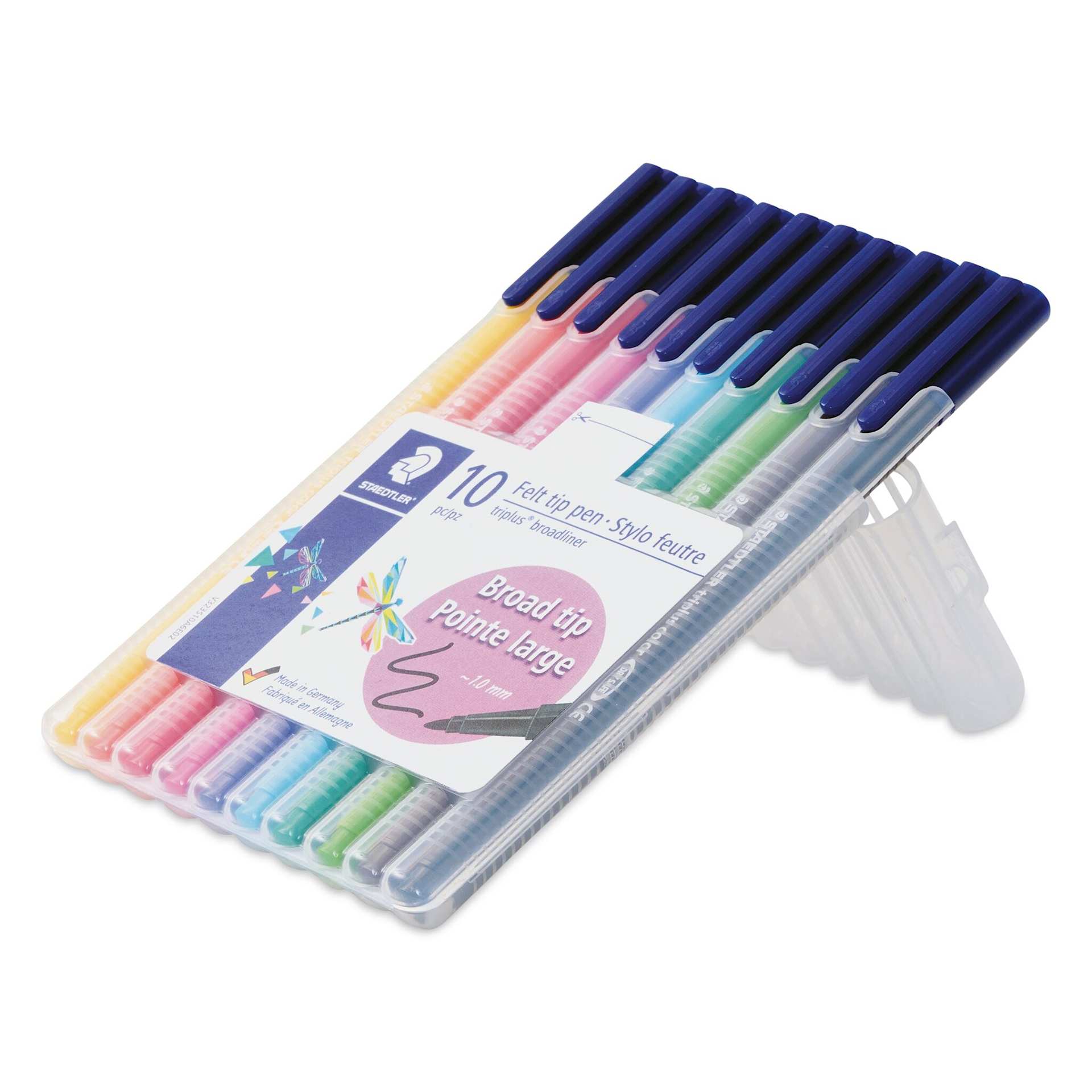 Staedtler Triplus Broadliner Felt Tip Pens - Assorted Colors, Set of 10 (open package with pens) Staedtler Triplus Broadliner Felt Tip Pens - Assorted Colors, Set of 10 (open package with pens)