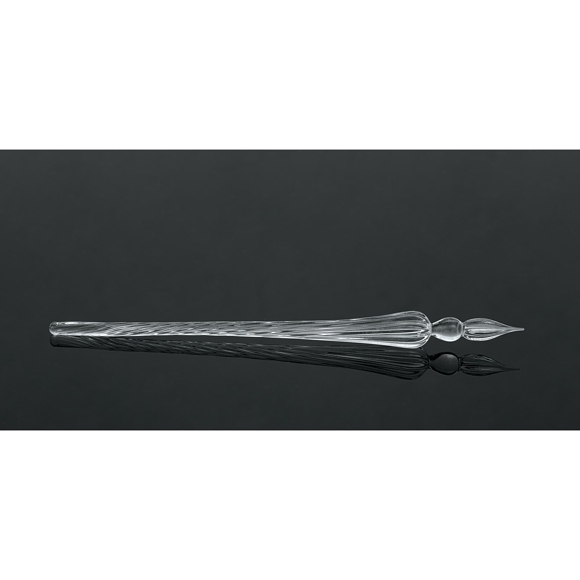 Herbin Round Glass Dip Pen - Transparent out of gift box against black background