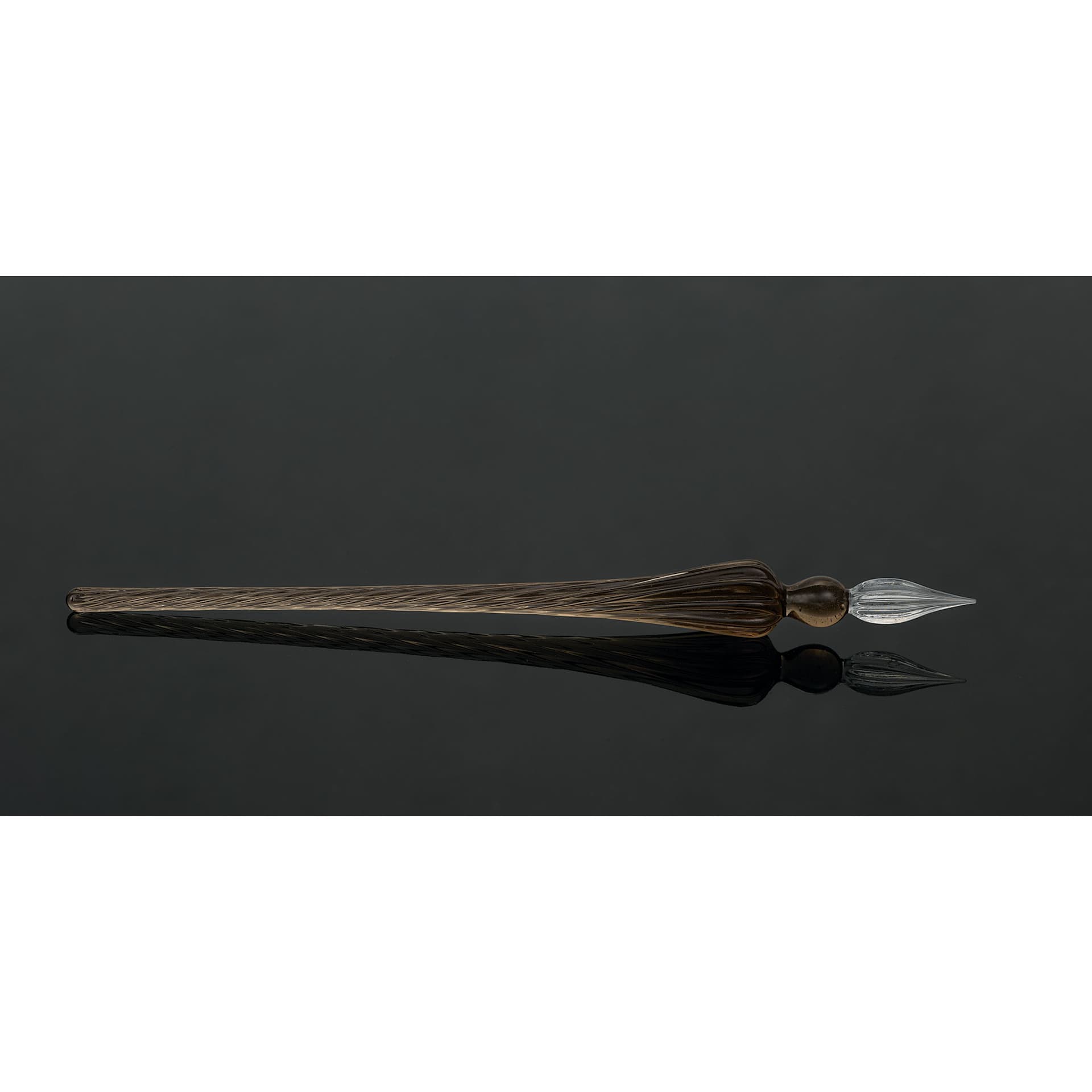 Herbin Round Glass Dip Pen - Black out of gift box against black background