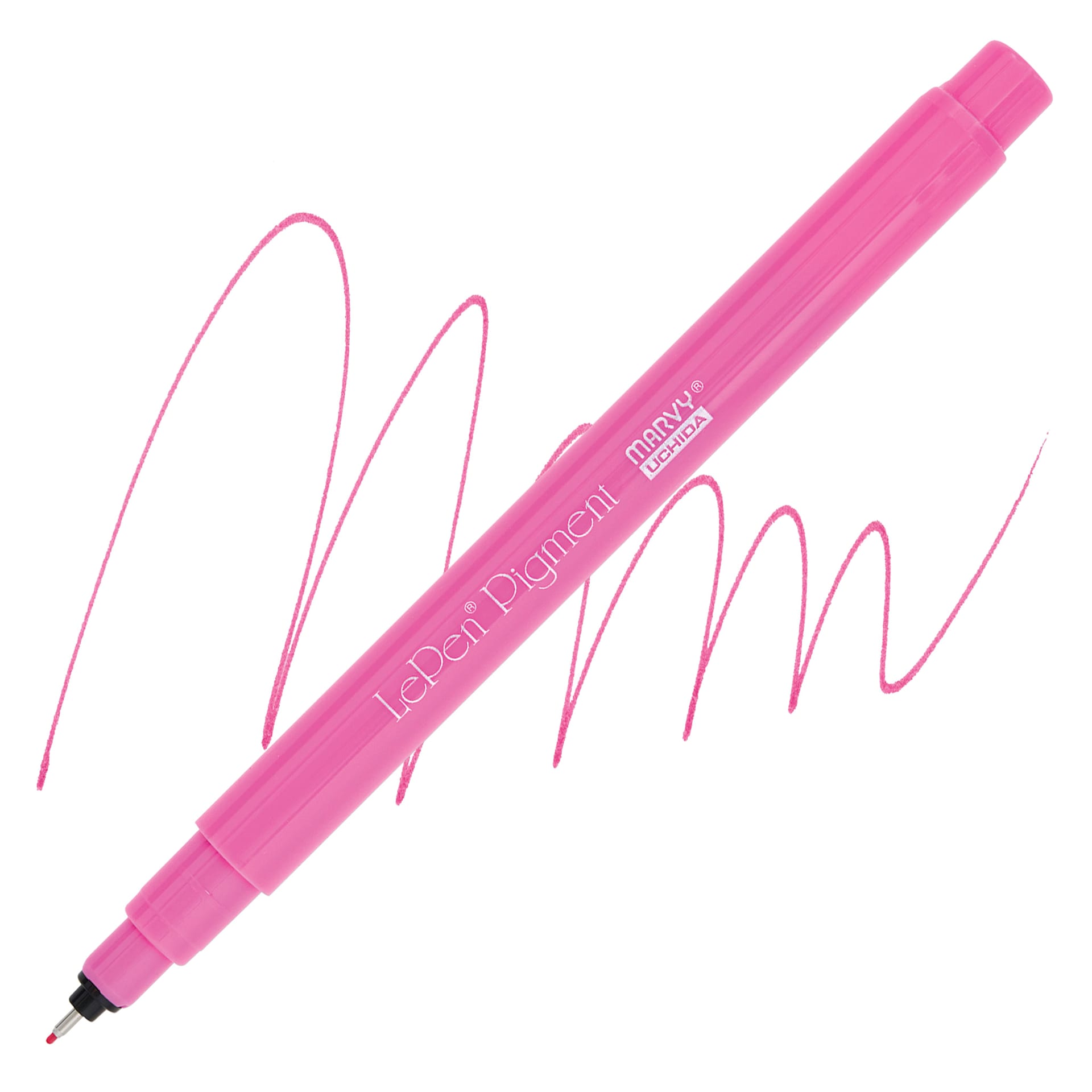 Marvy Uchida LePen Pigment Pen - Pink pen and swatch